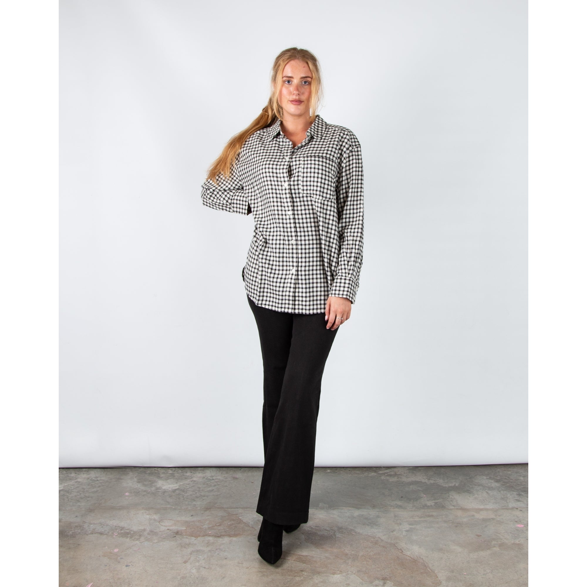 Part Two Samea Oversized Gingham Shirt Dark Navy/ecru