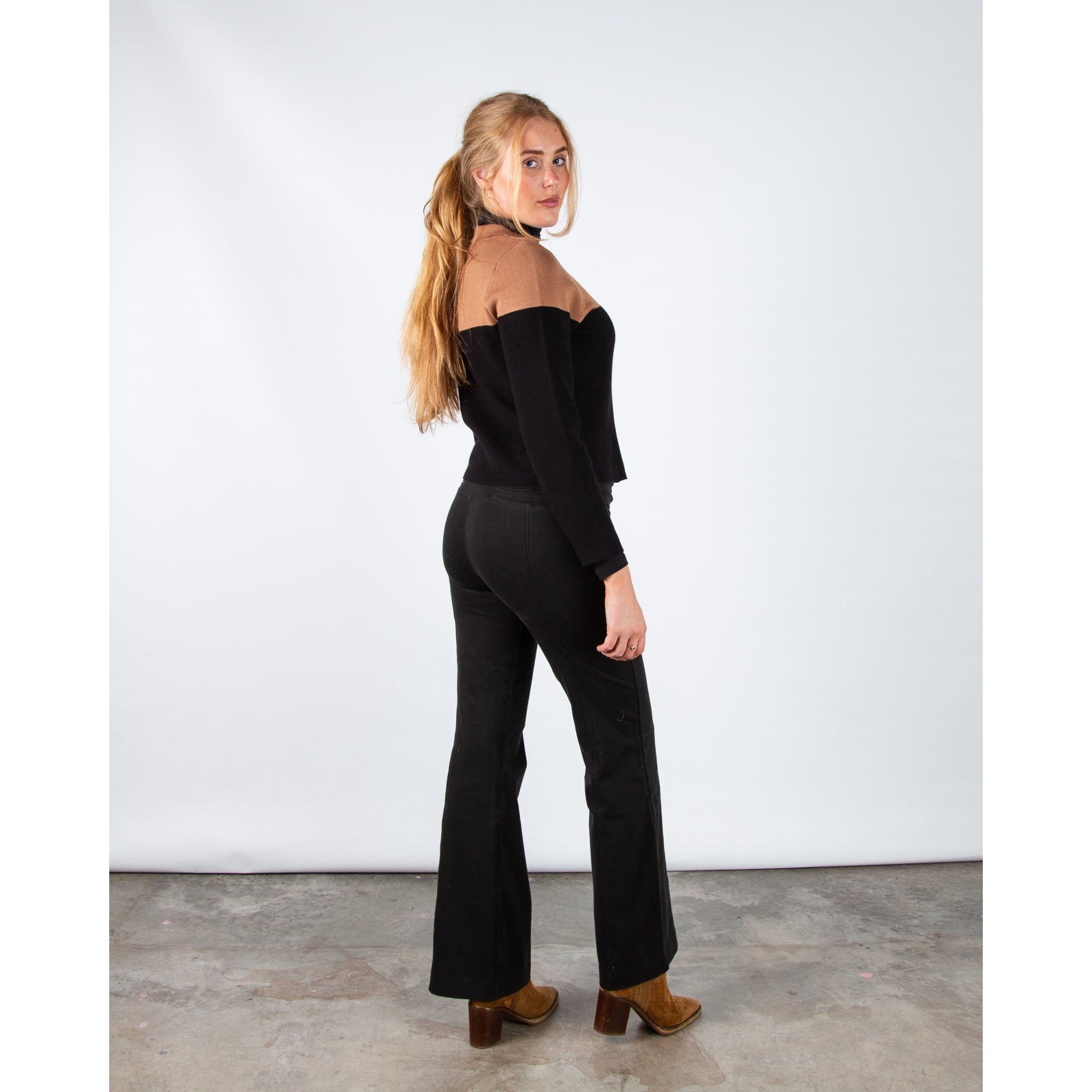 Marble Fashions Short Colour Block Collared Cardigan Camel/black 208