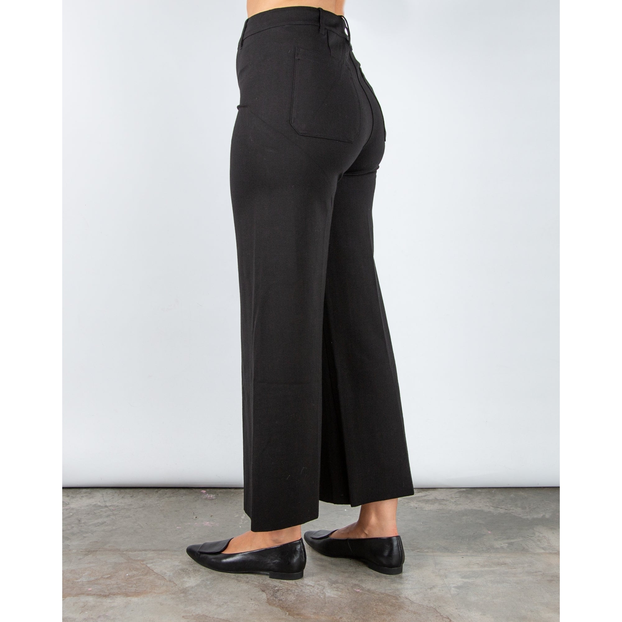 Lysse Erin Pull On High Waist Wide Leg Jersey Trouser Black