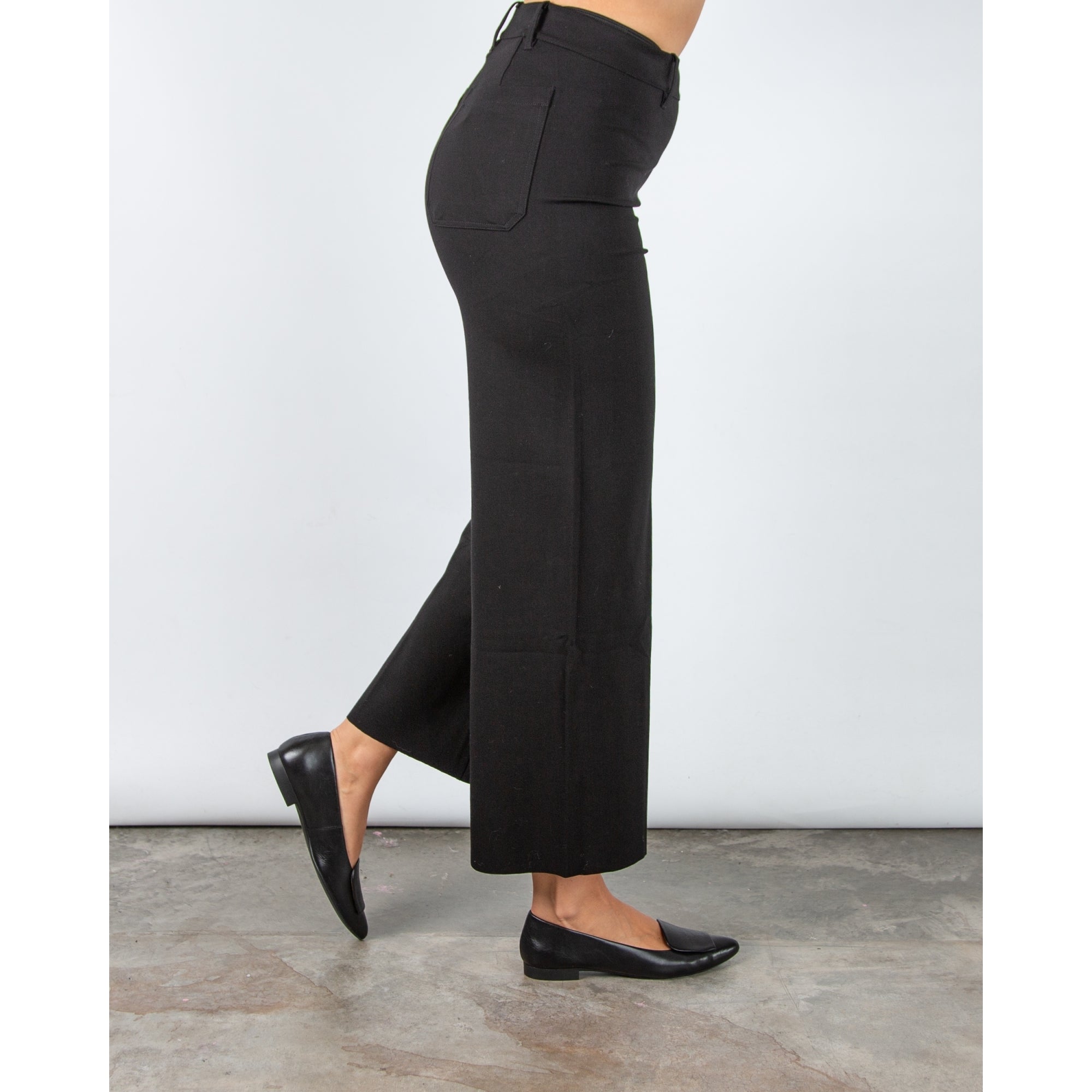 Lysse Erin Pull On High Waist Wide Leg Jersey Trouser Black