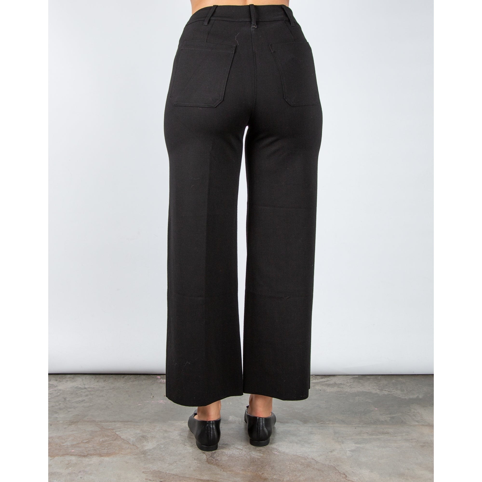 Lysse Erin Pull On High Waist Wide Leg Jersey Trouser Black