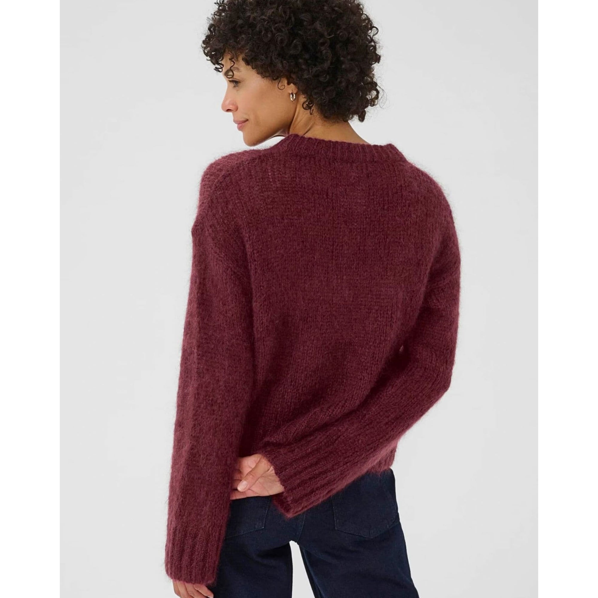 Part Two Sille Chunky Mohair Jumper With Rib Trim Tawny Port