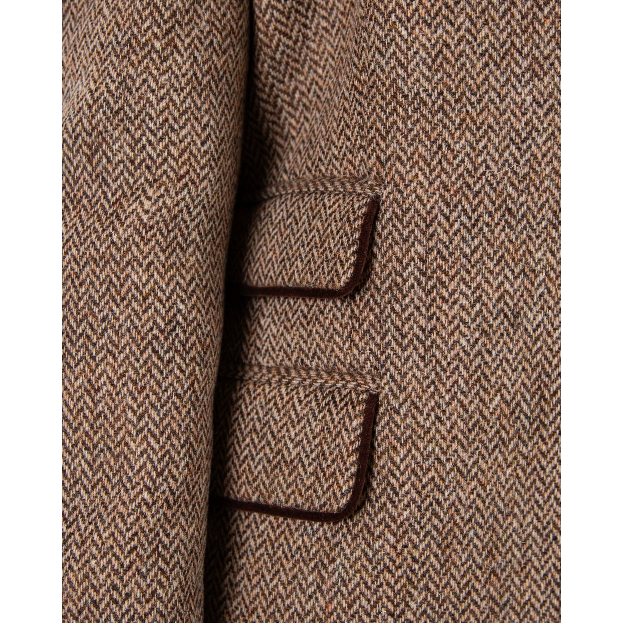 Bariloche Salpensa Long Line Herringbone Jacket With Velvet Trim Chocolate