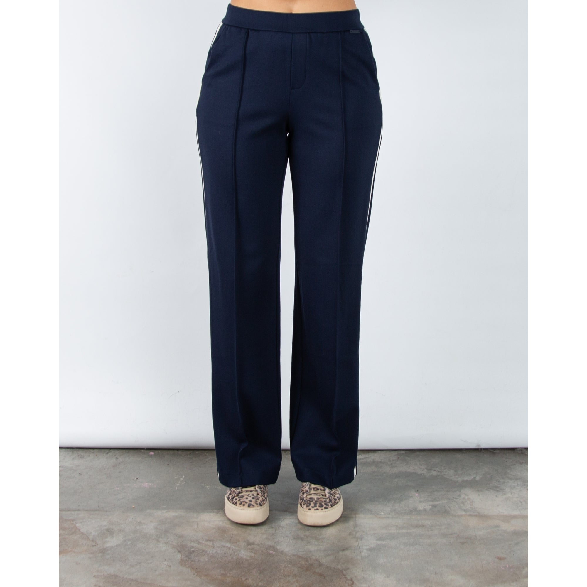 Red Button Colette Pull On Wide Leg Jogger With Side Stripe Indigo Blue 32L
