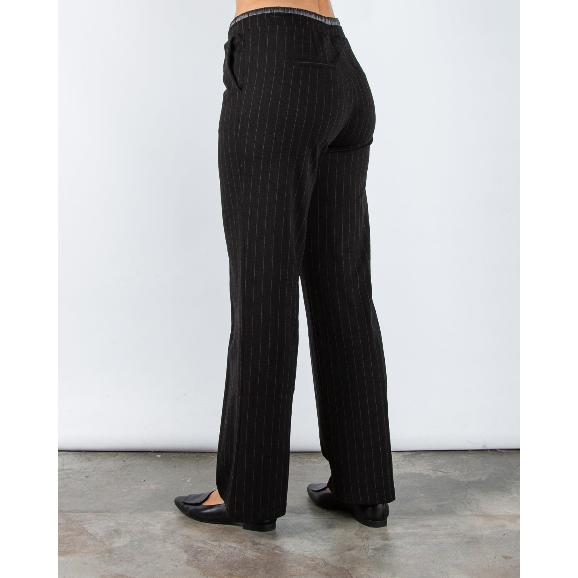 Red Button Colette Pinstripe Wide Leg Jogger With Double Waistband Black 31L