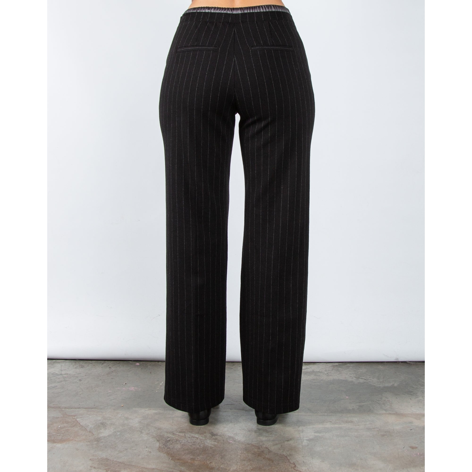 Red Button Colette Pinstripe Wide Leg Jogger With Double Waistband Black 31L
