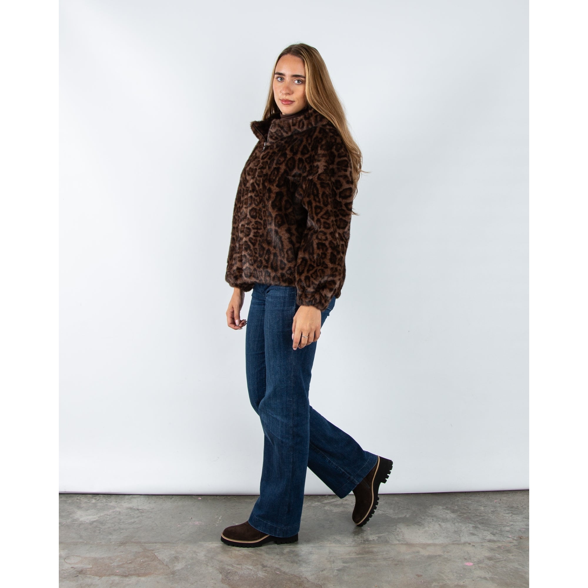 Giovanni Lima Leopard Faux Fur Hooded Jacket Leopard