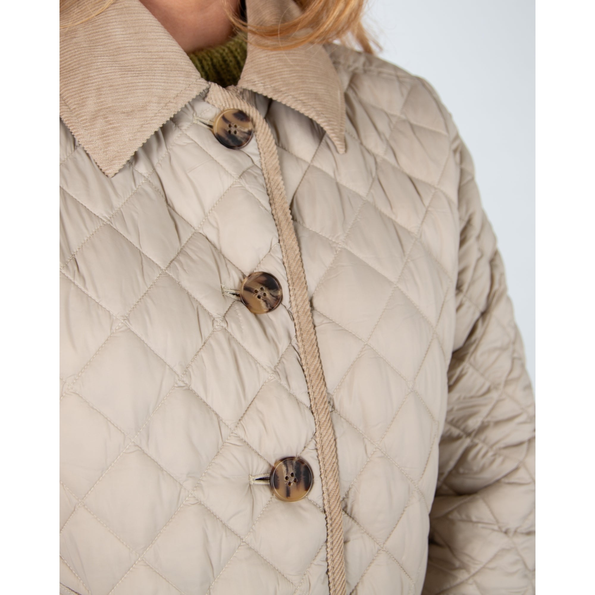 Part Two Safiya Diamond Stitch Quilted Jacket With Cord Collar Pure Cashmere