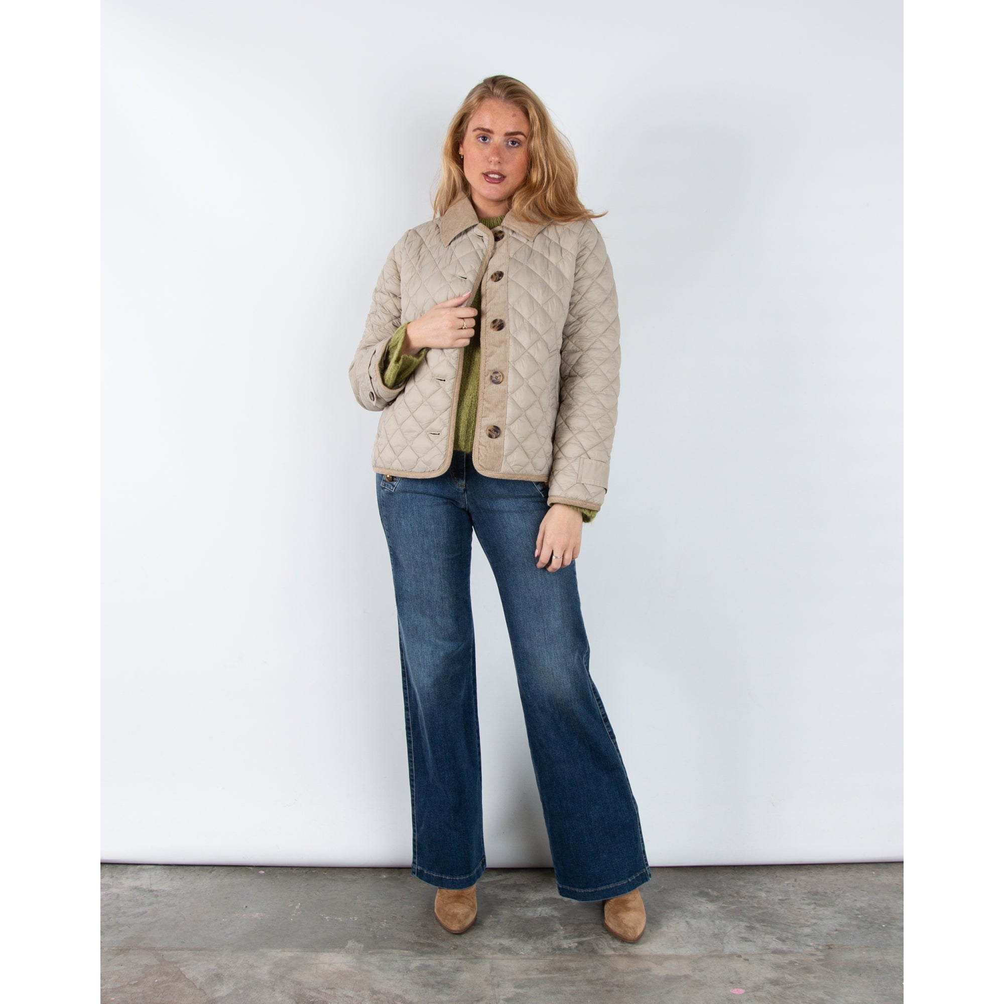 Part Two Safiya Diamond Stitch Quilted Jacket With Cord Collar Pure Cashmere