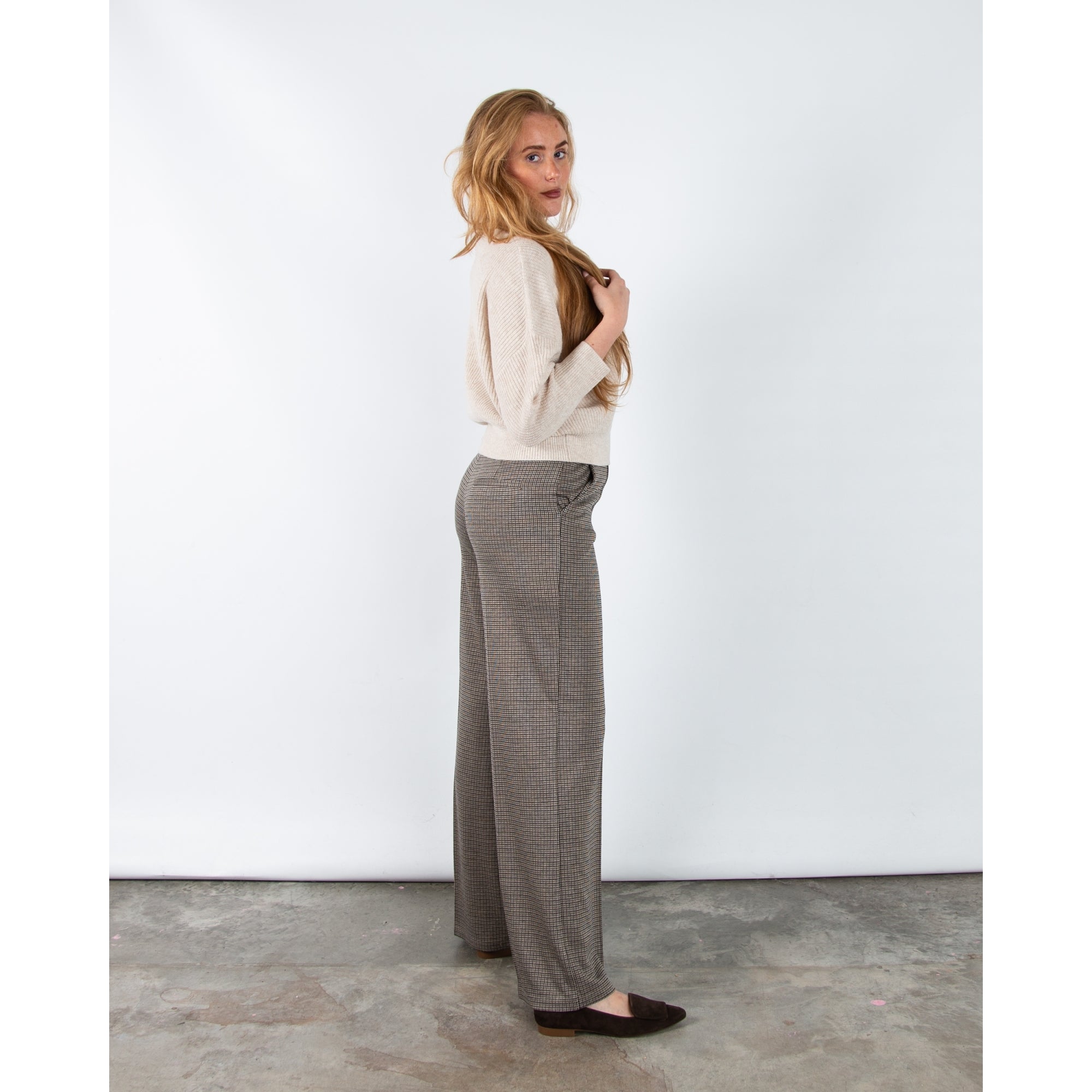 Oui High Neck Ribbed Jumper Light Beige Melange