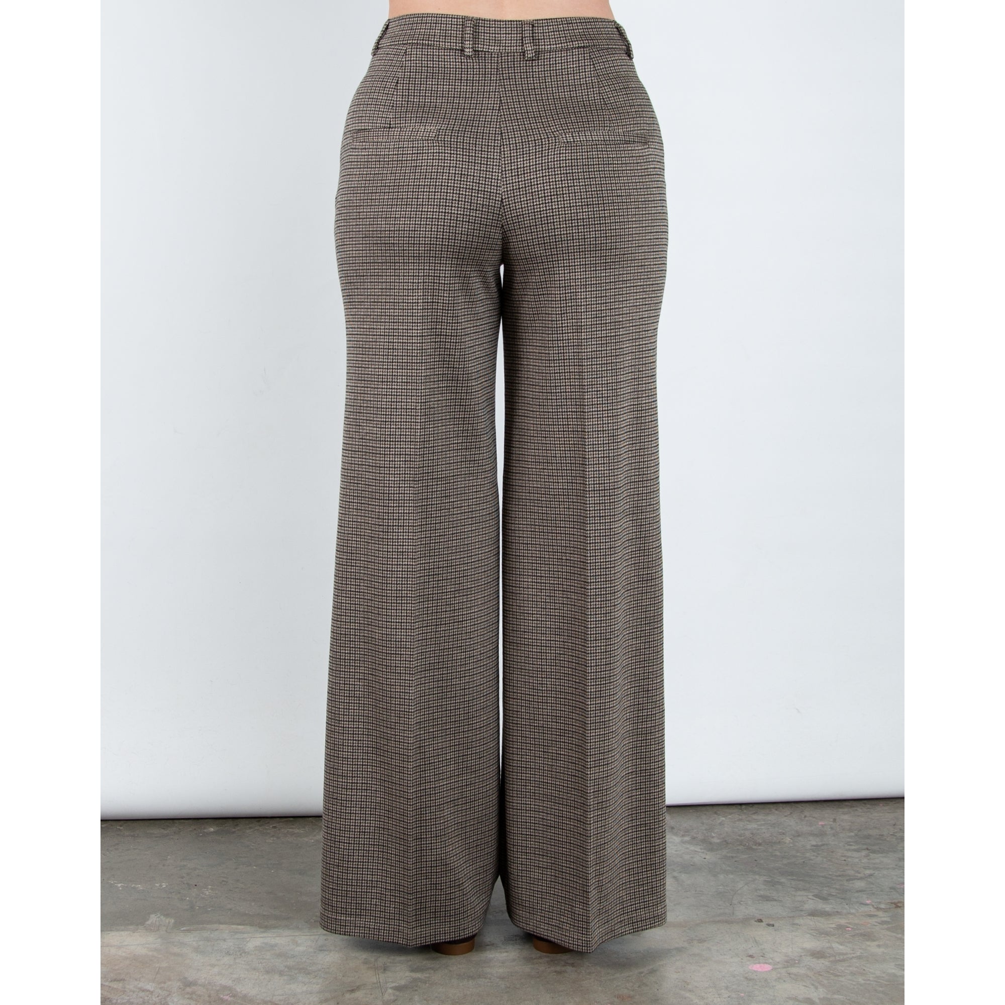 Oui Houndstooth Wide Leg Trouser Black/beige