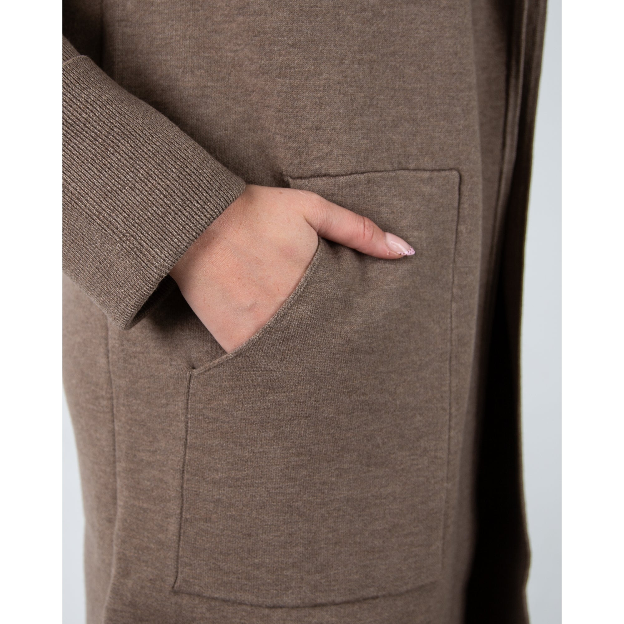 Yaya Patch Pocket Knit Coatigan Brown Melange