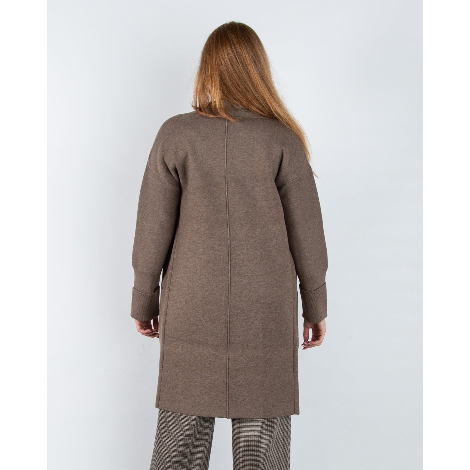 Yaya Patch Pocket Knit Coatigan Brown Melange