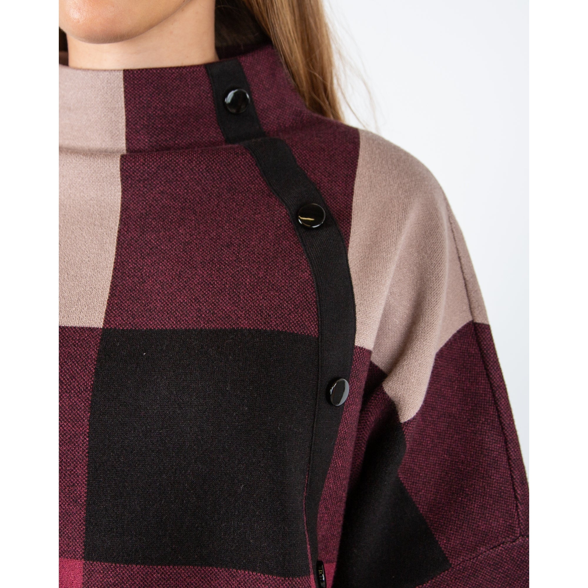 Joseph Ribkoff Colour Block Jumper With Side Buttons Black/merlot