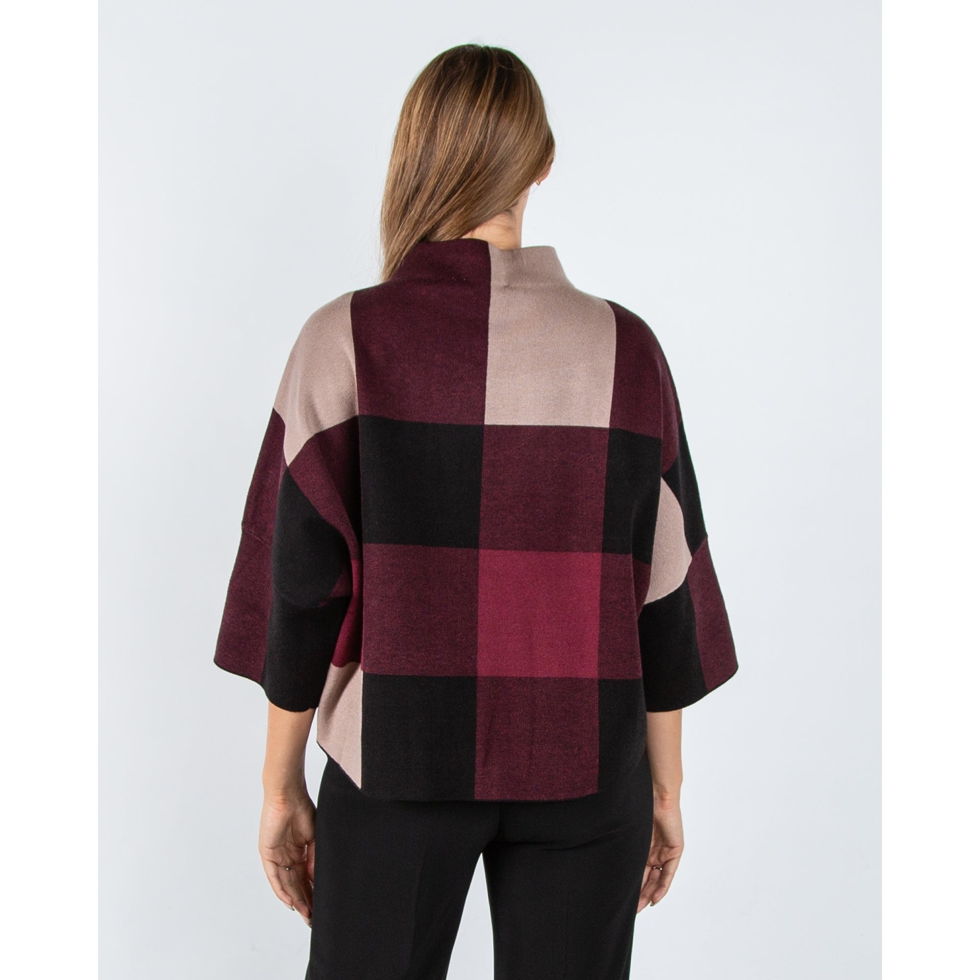 Joseph Ribkoff Colour Block Jumper With Side Buttons Black/merlot