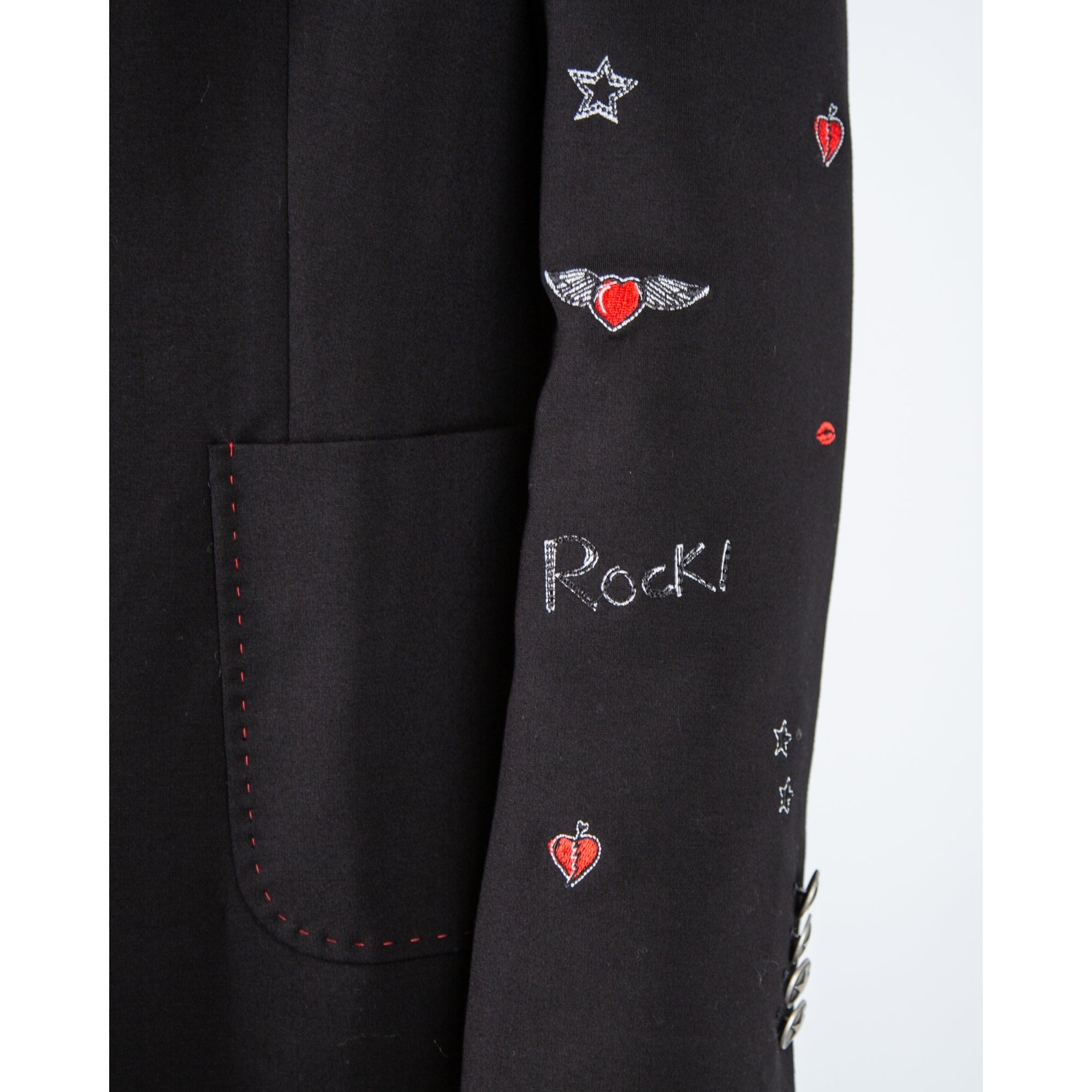 Bariloche Ira Jersey Jacket With Embroidered Sticker Sleeve Black