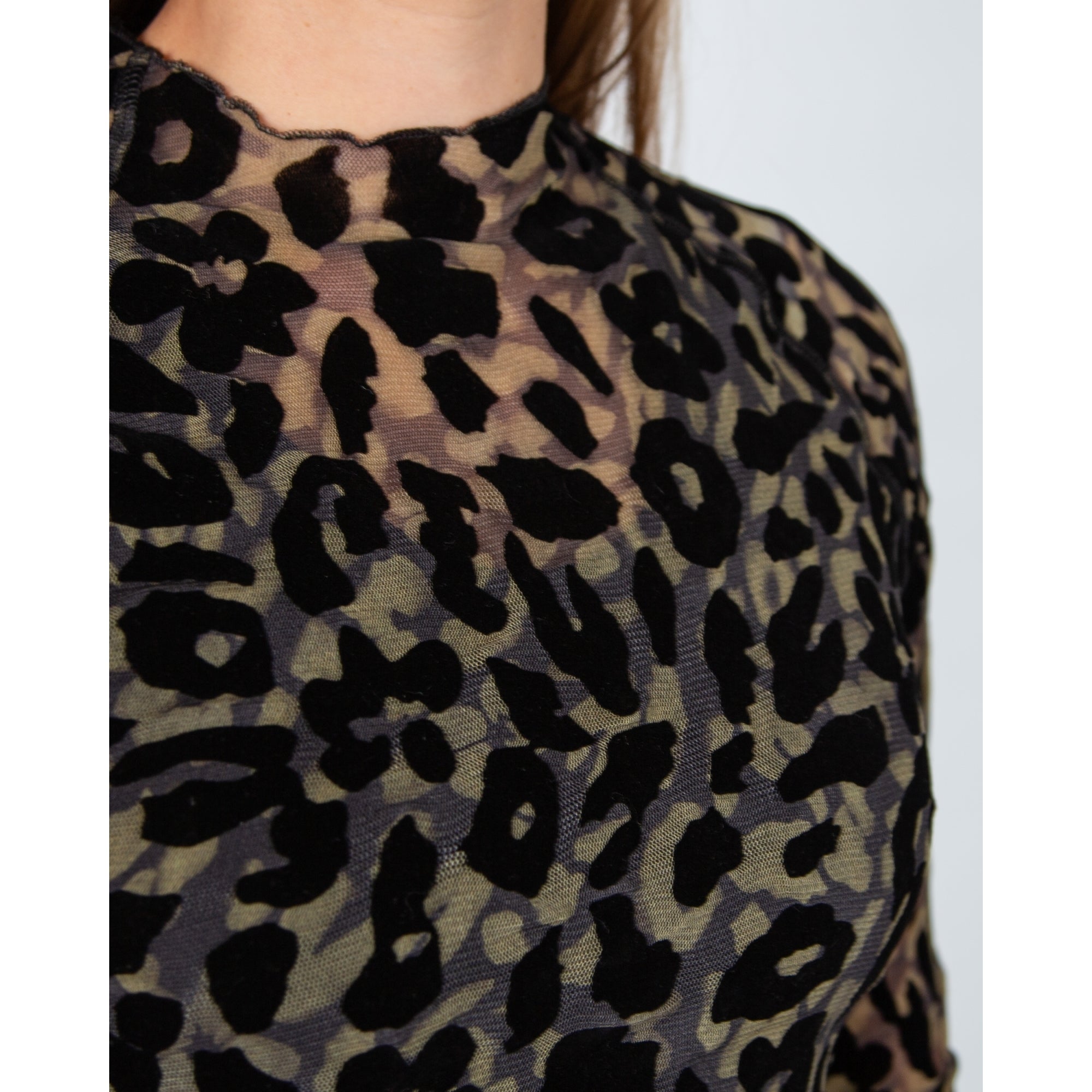 Marc Cain Leo Hike Form Fitting Leopard Print Maxi Dress Khaki/Black