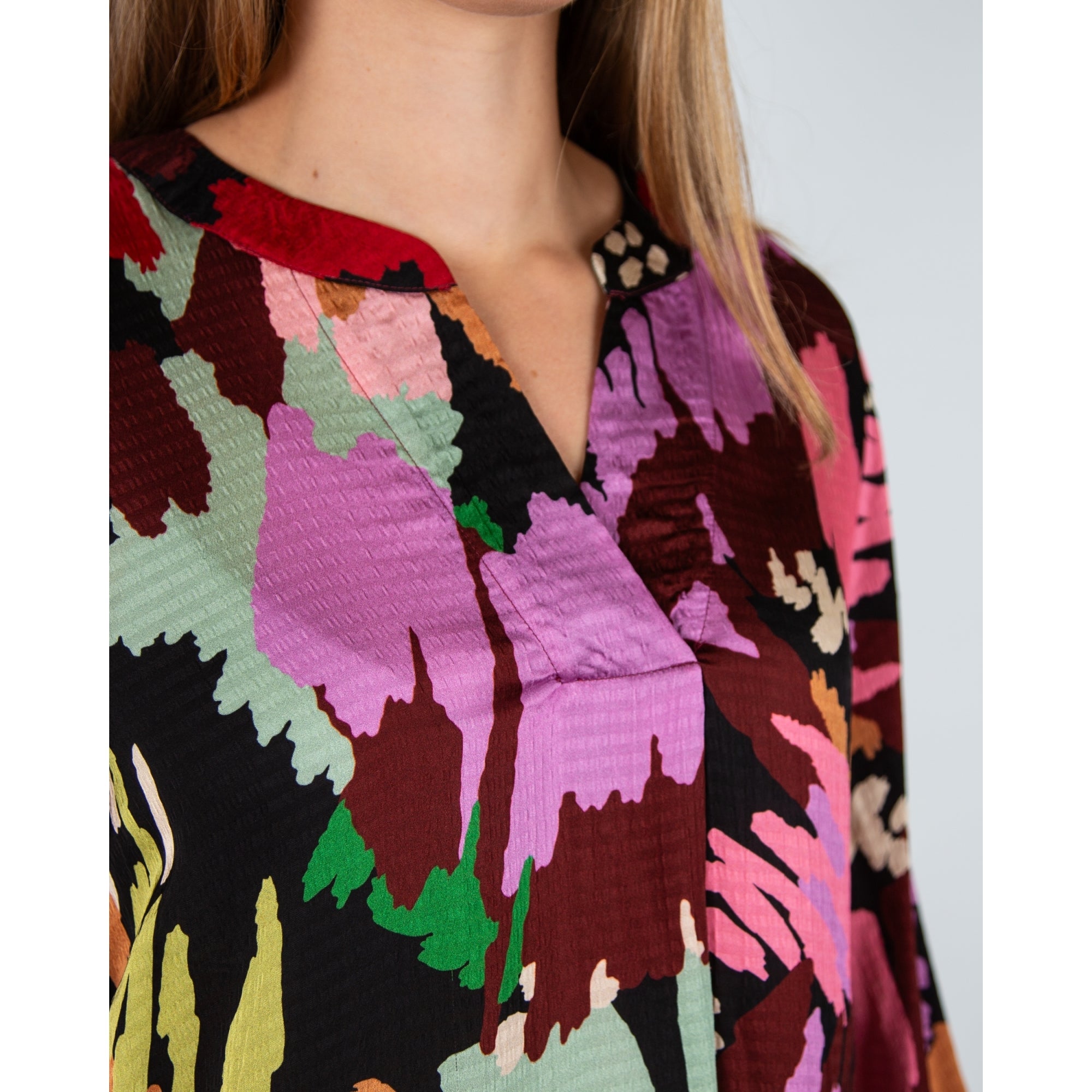 Sahara Painted Floral V Neck Loose Bodied Dress Multi