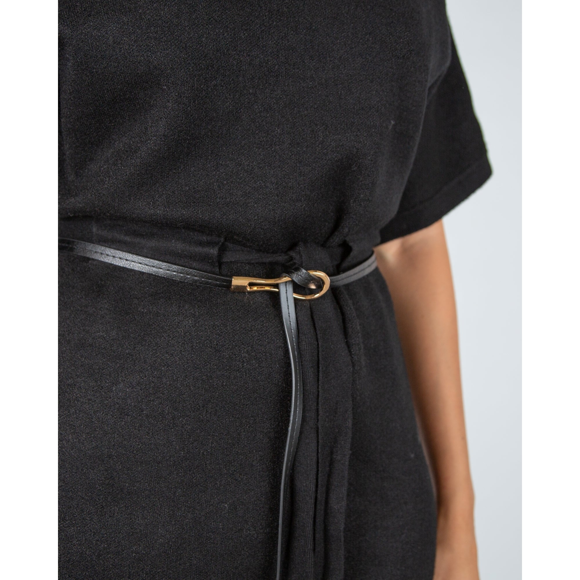 Alison Sheri Dolman Sleeve Belted Knit Midi Dress Black