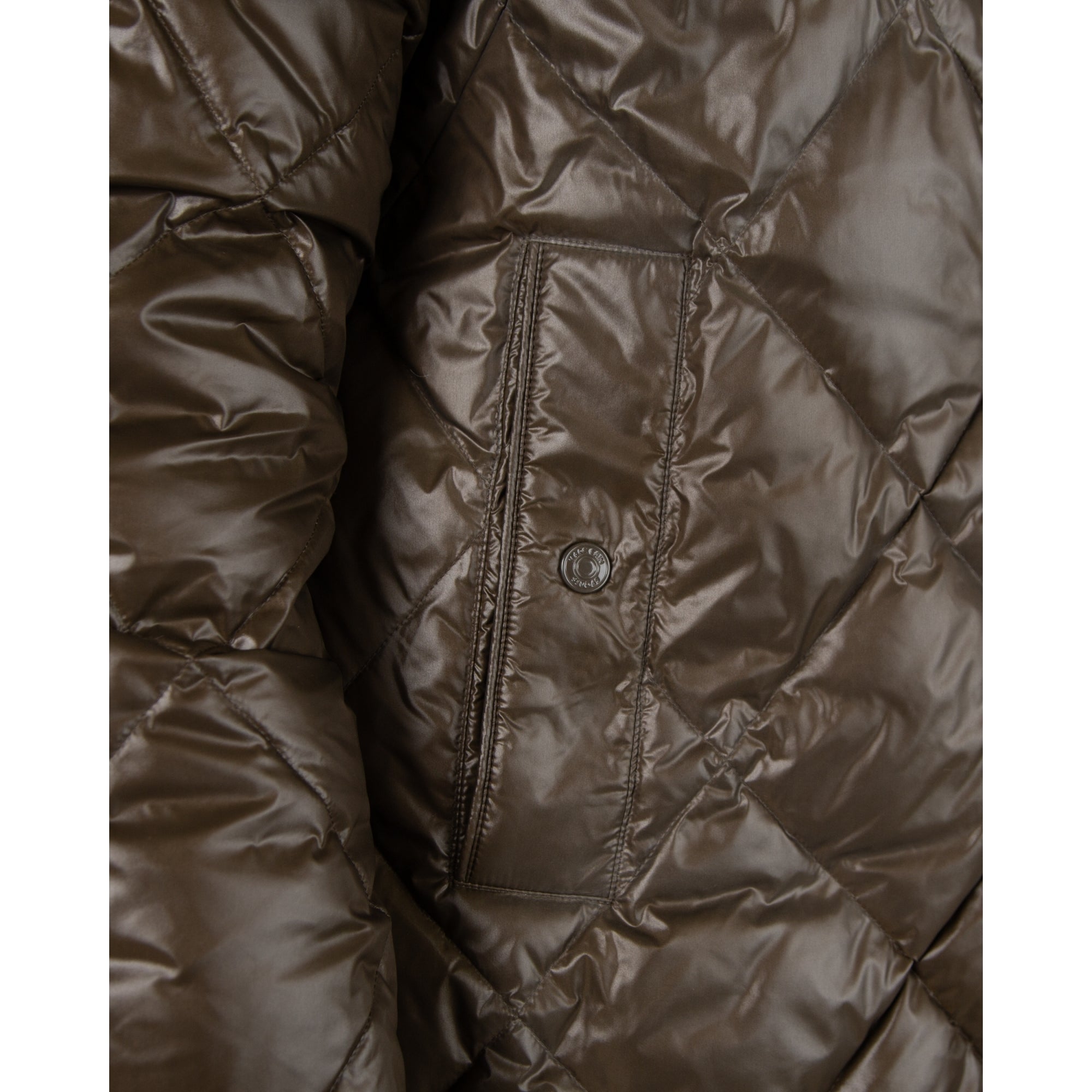 Marc Cain Leo Hike Diamond Stitch Quilted Long Coat Deep Olive