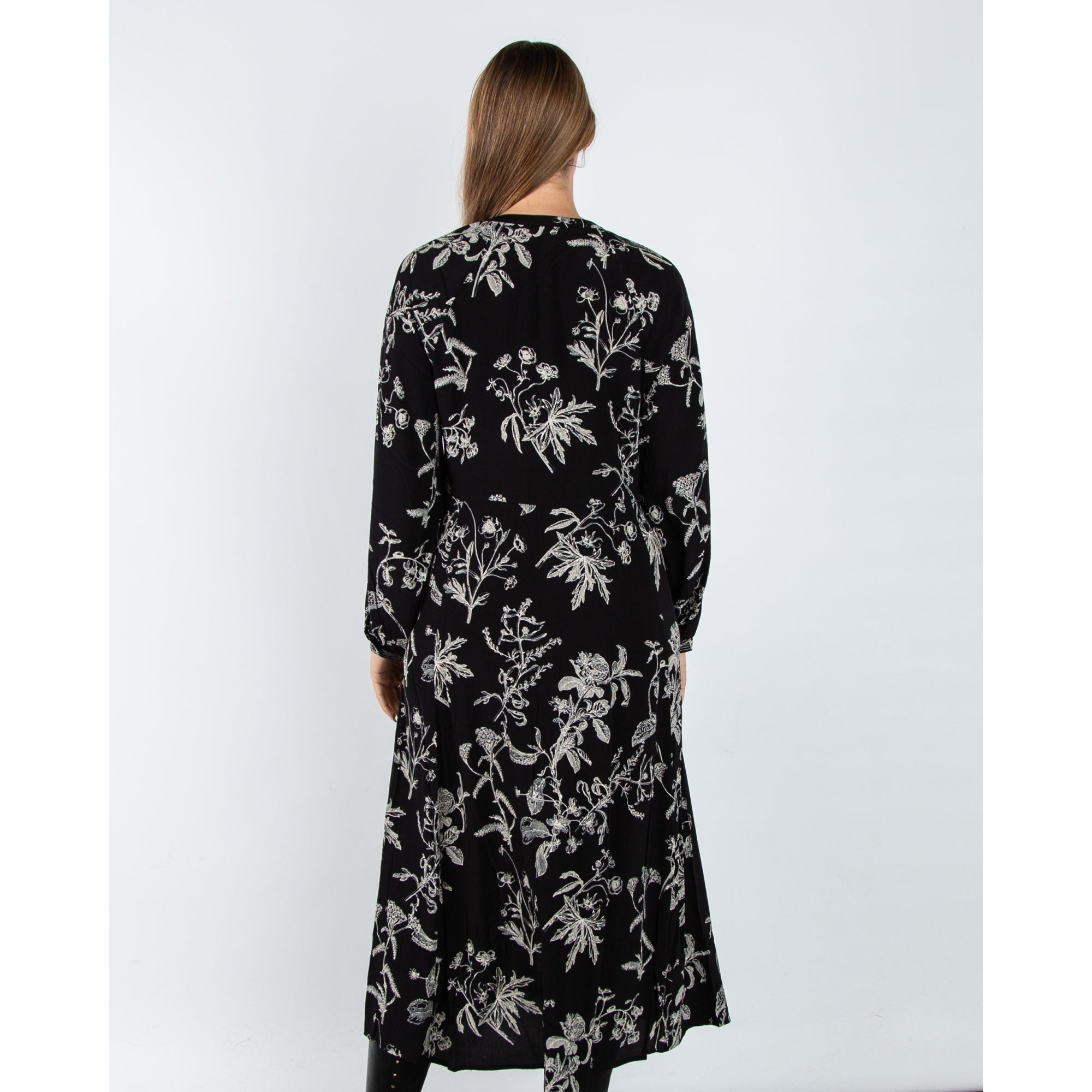 Part Two Sicilia Botanical Print Maxi Dress Black/ecru