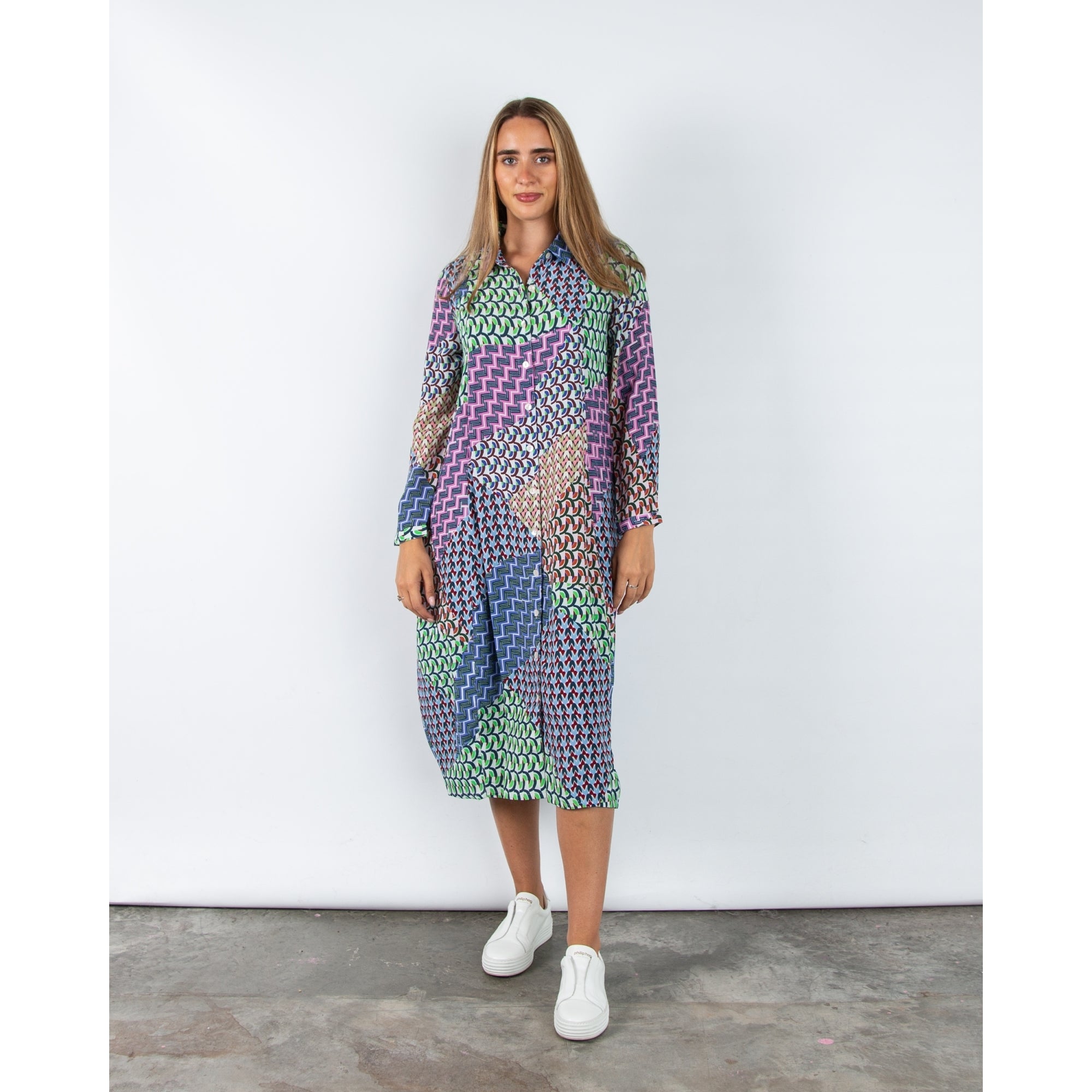 Sahara Geometric Oversized Shirt Dress Multi
