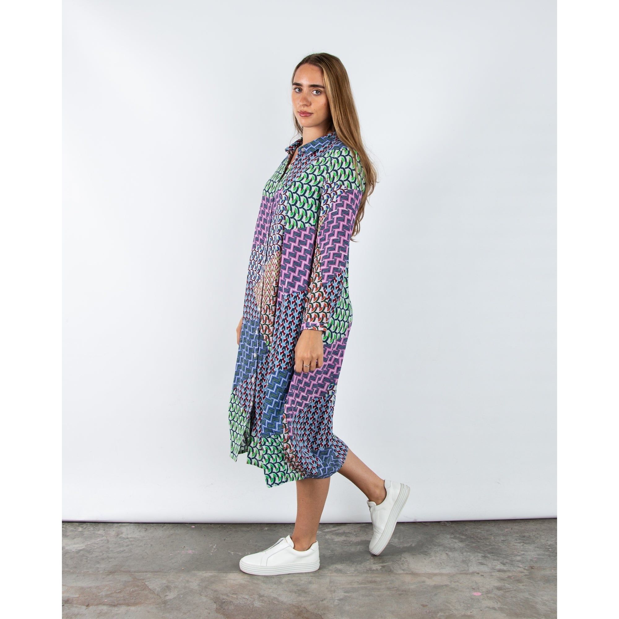 Sahara Geometric Oversized Shirt Dress Multi