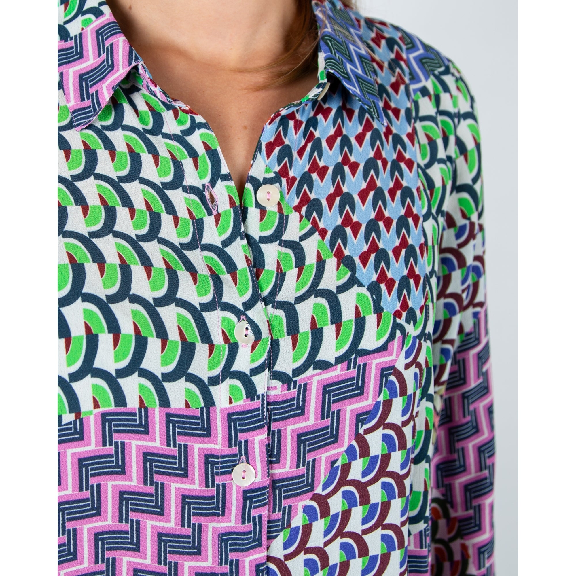 Sahara Geometric Oversized Shirt Dress Multi