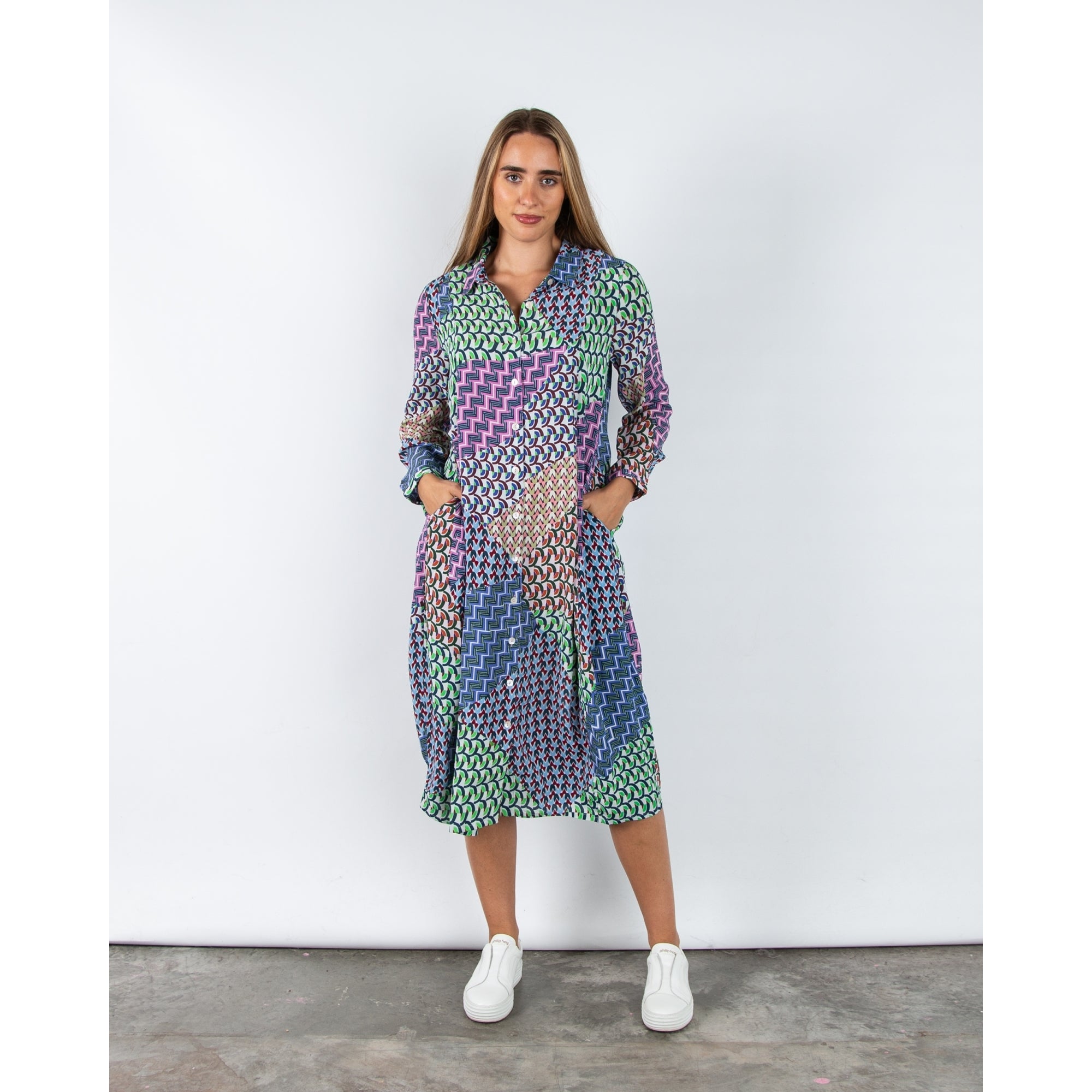 Sahara Geometric Oversized Shirt Dress Multi