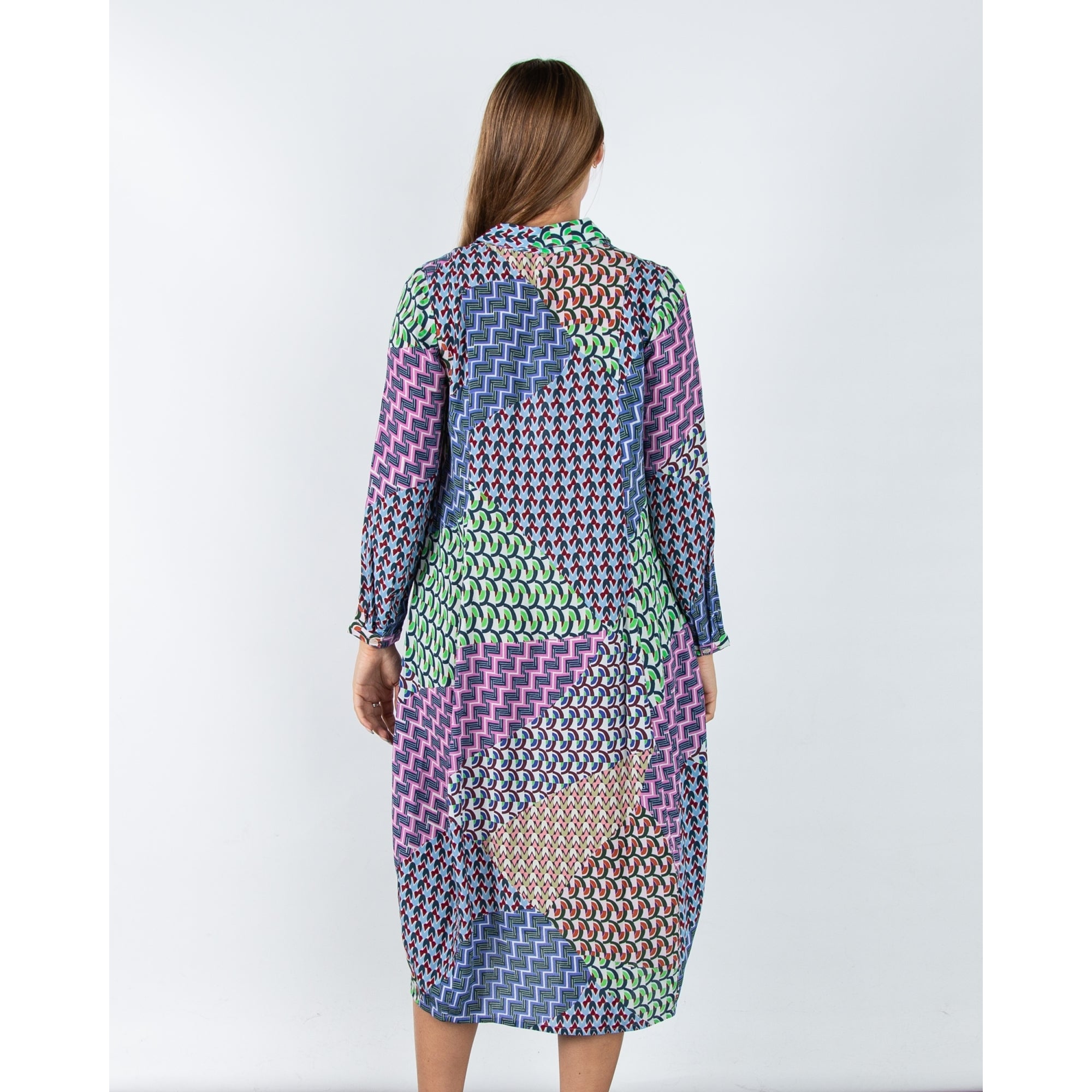 Sahara Geometric Oversized Shirt Dress Multi