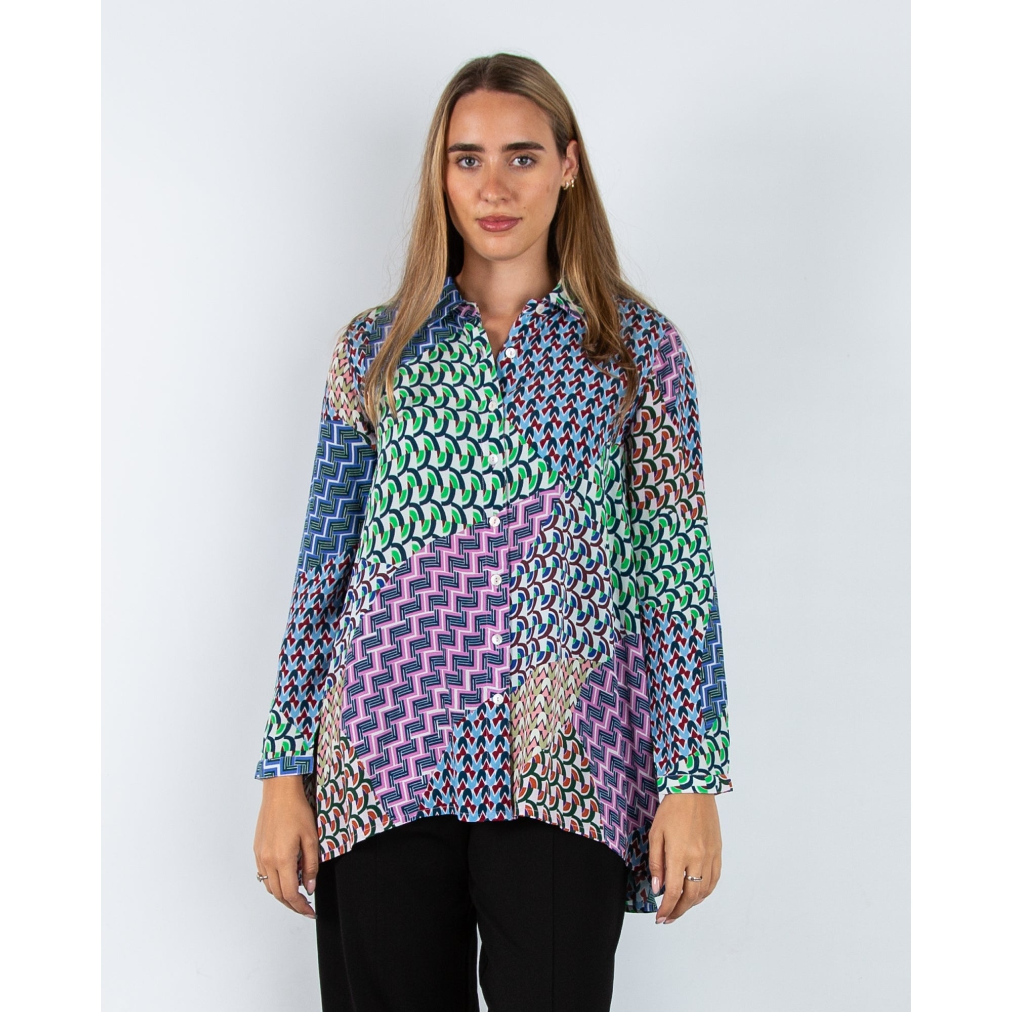Sahara Geometric Oversized Shirt Blouse Multi