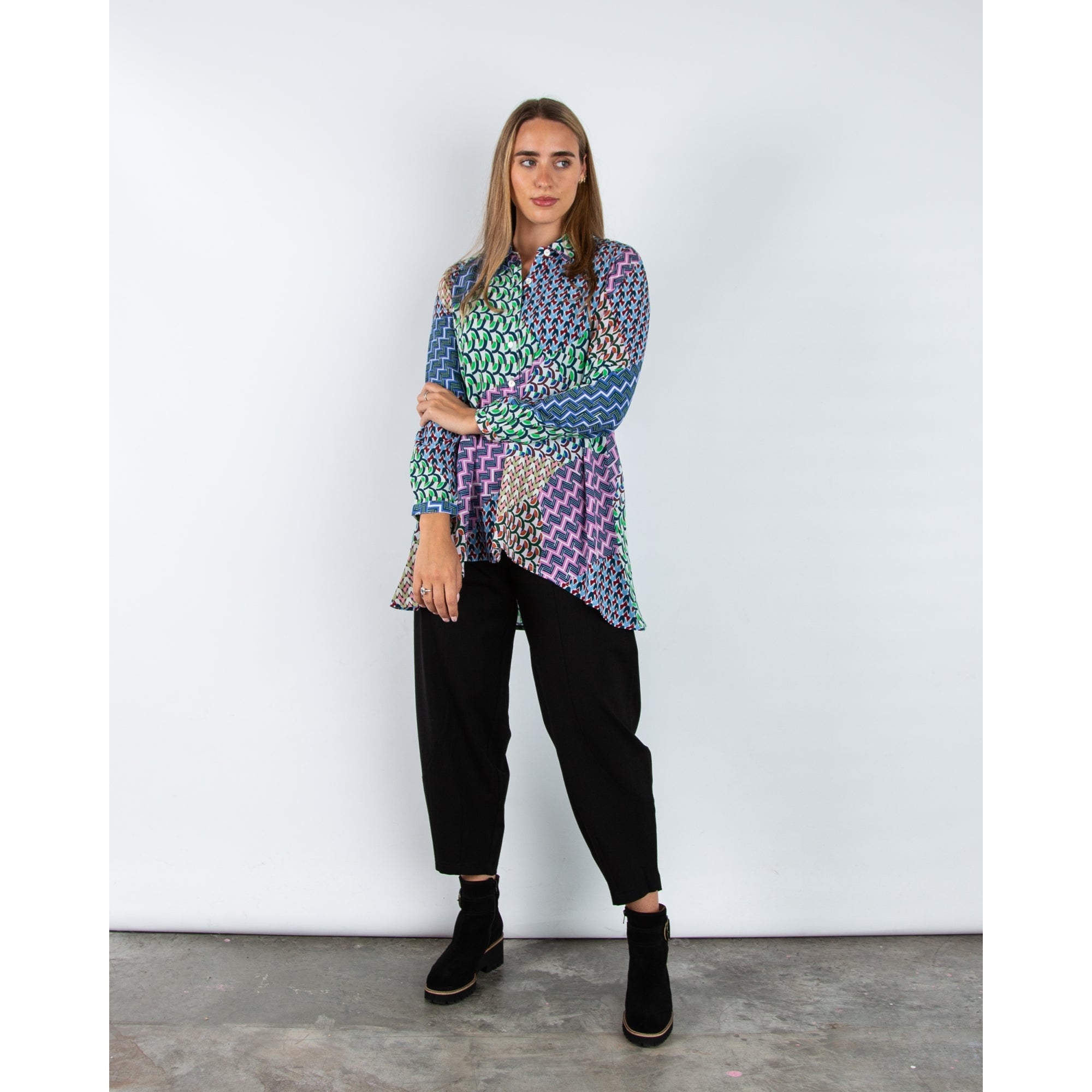 Sahara Geometric Oversized Shirt Blouse Multi