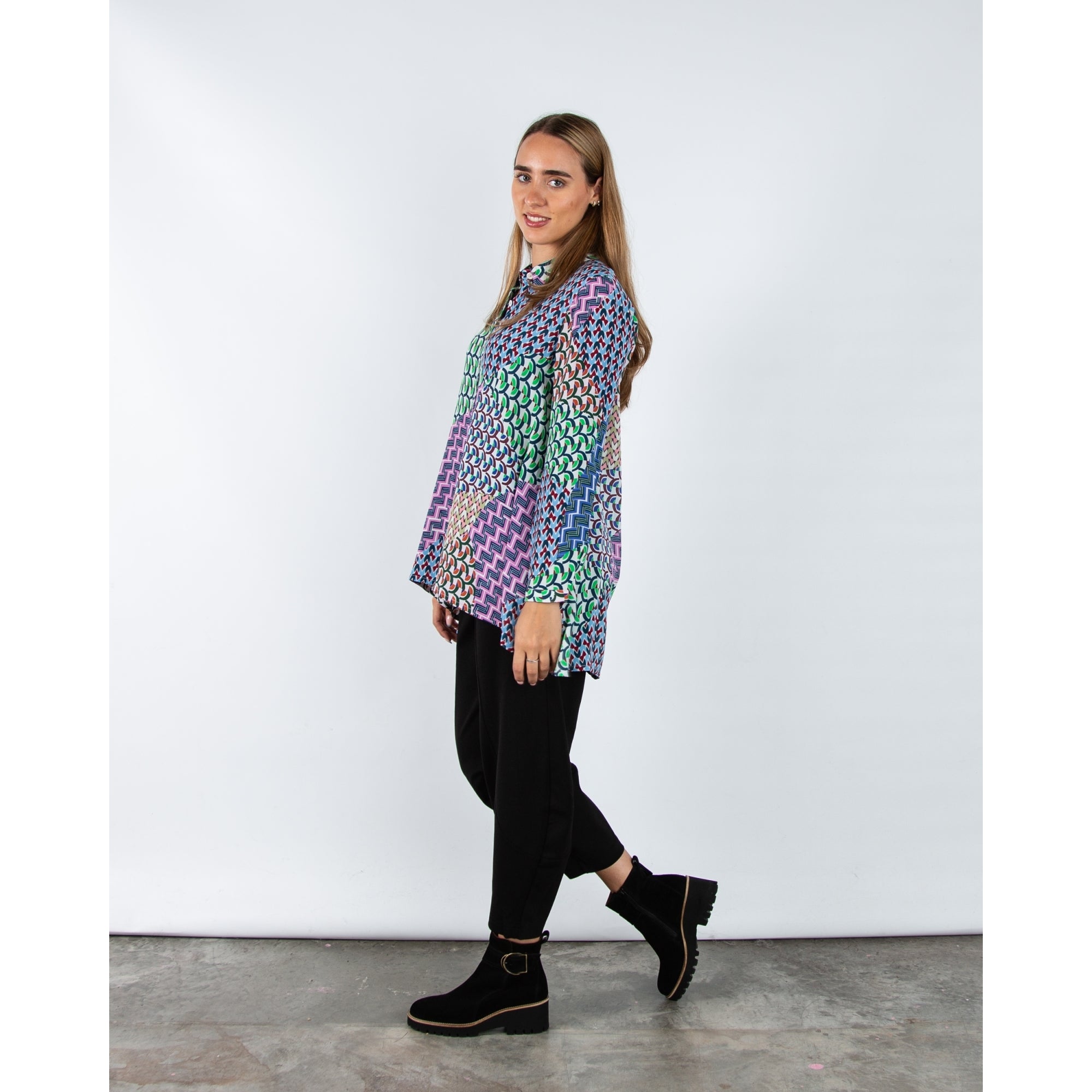 Sahara Geometric Oversized Shirt Blouse Multi