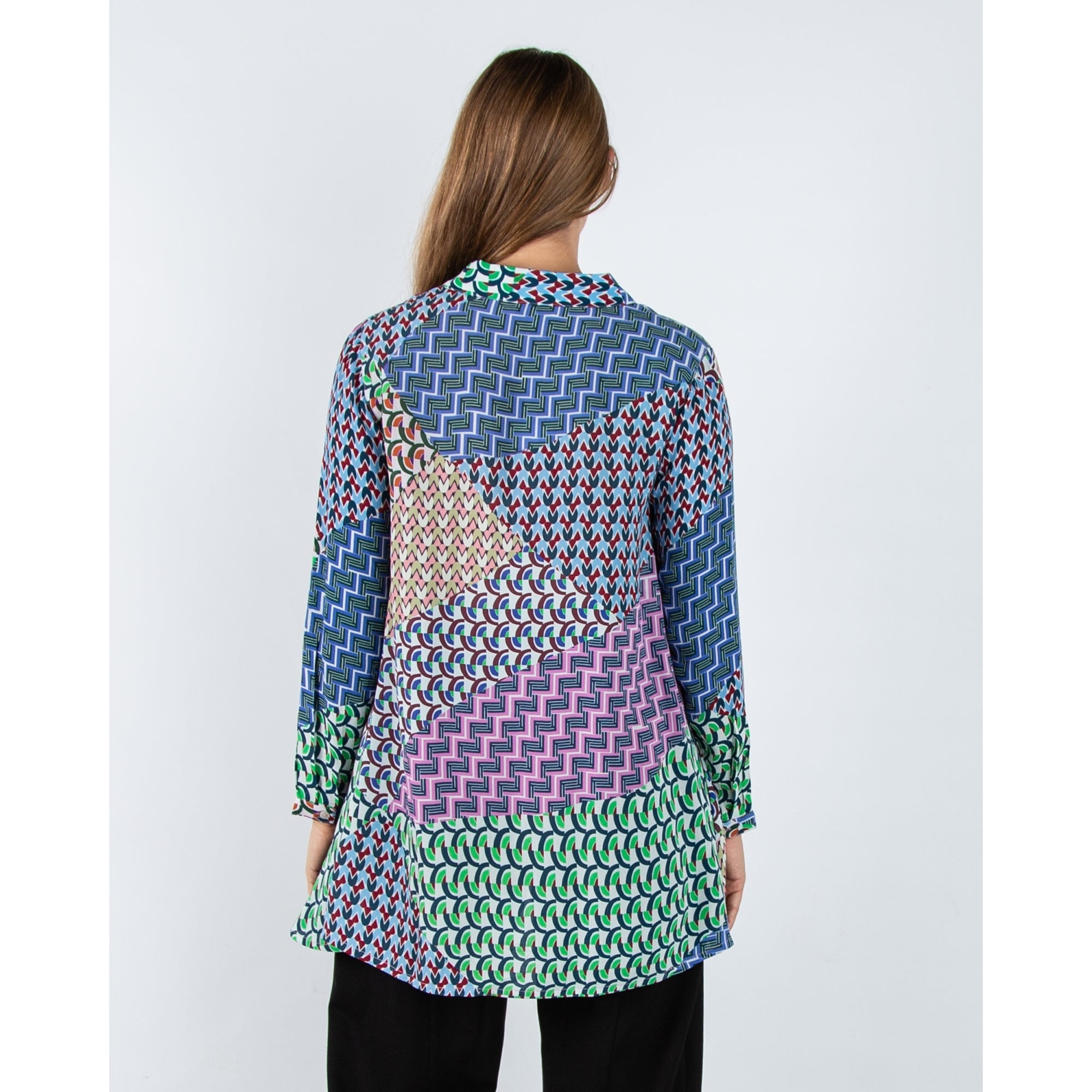 Sahara Geometric Oversized Shirt Blouse Multi
