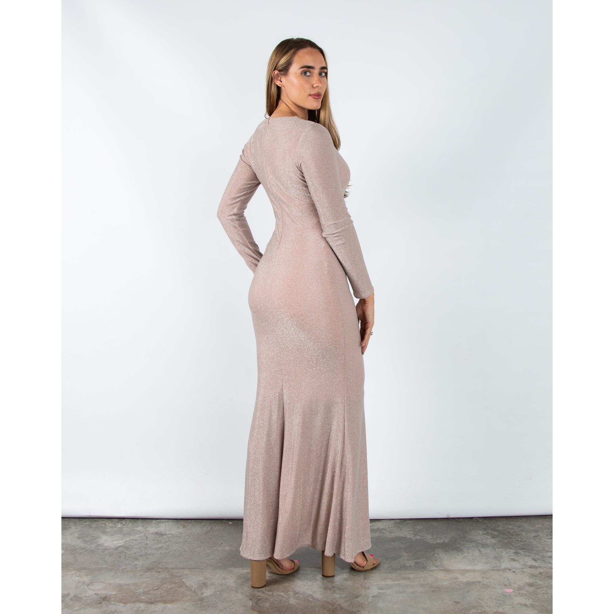 Joseph Ribkoff Sparkle Lurex Fitted Waist Dress With Cascade Rose 3647