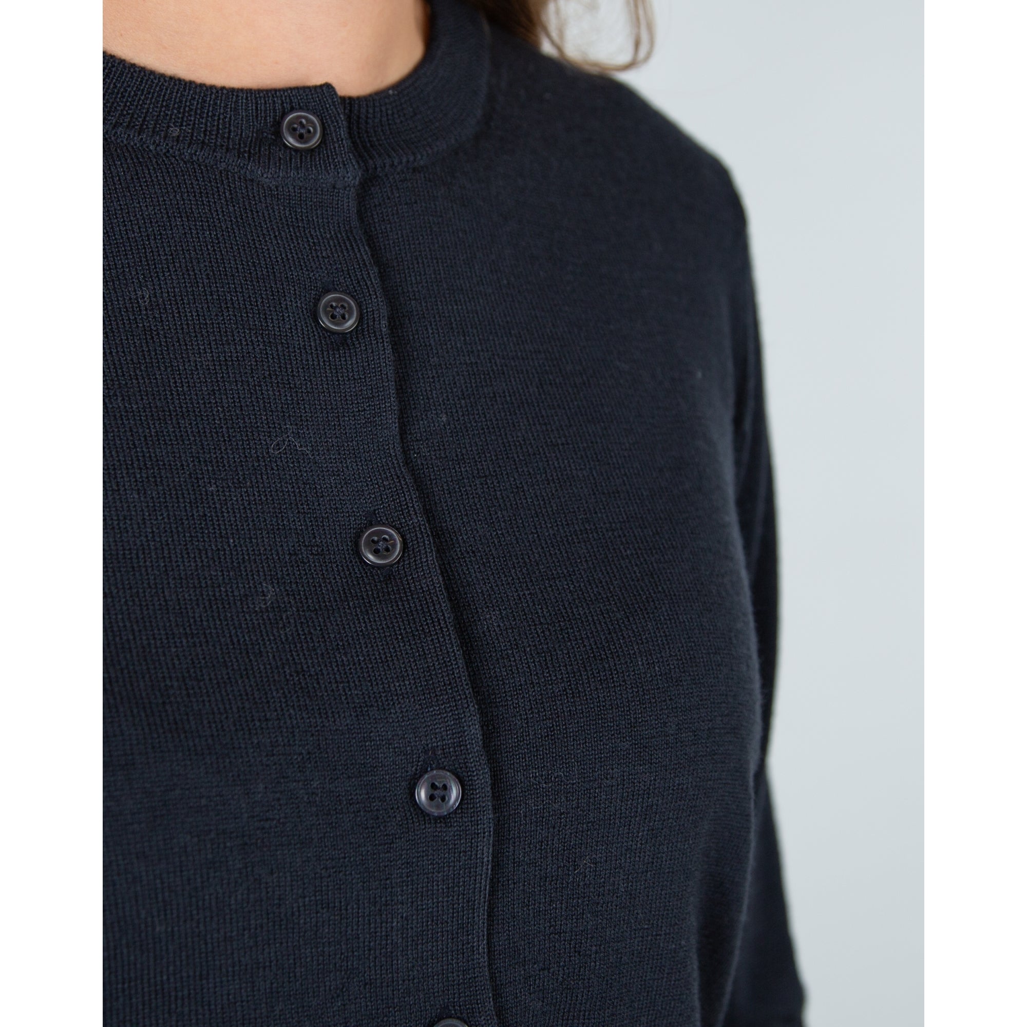 Part Two Noelani Button Down Plain Knit Short Cardigan Dark Navy