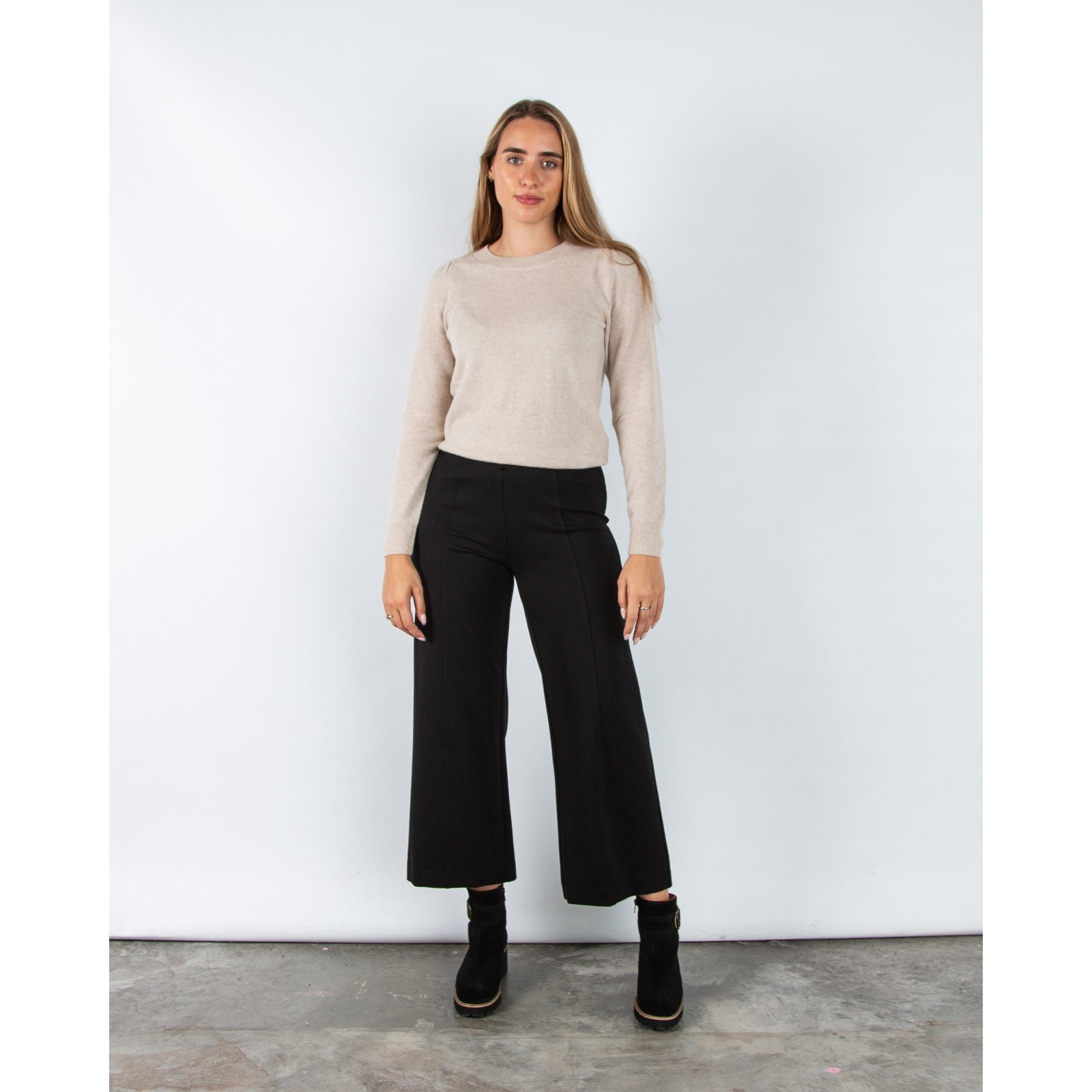 Part Two Ilissa Pull On Wide Leg Cropped Trouser Black