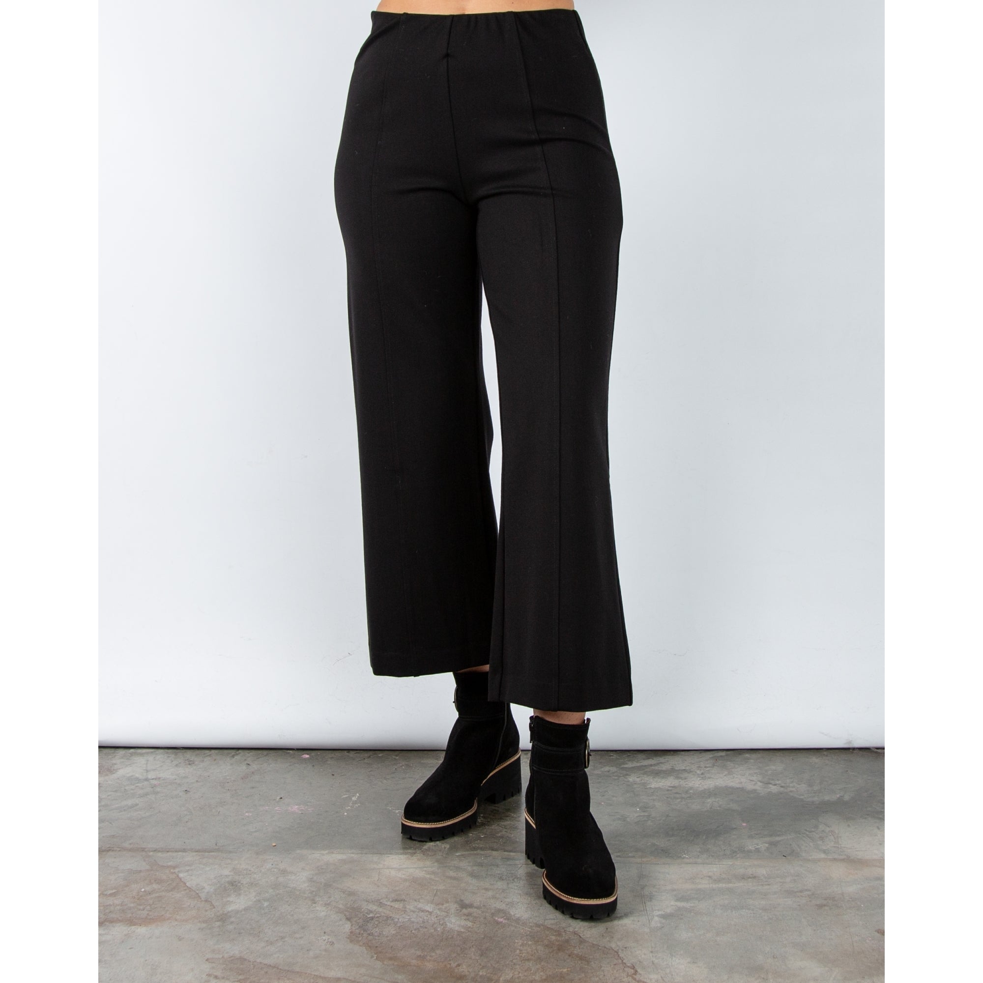 Part Two Ilissa Pull On Wide Leg Cropped Trouser Black