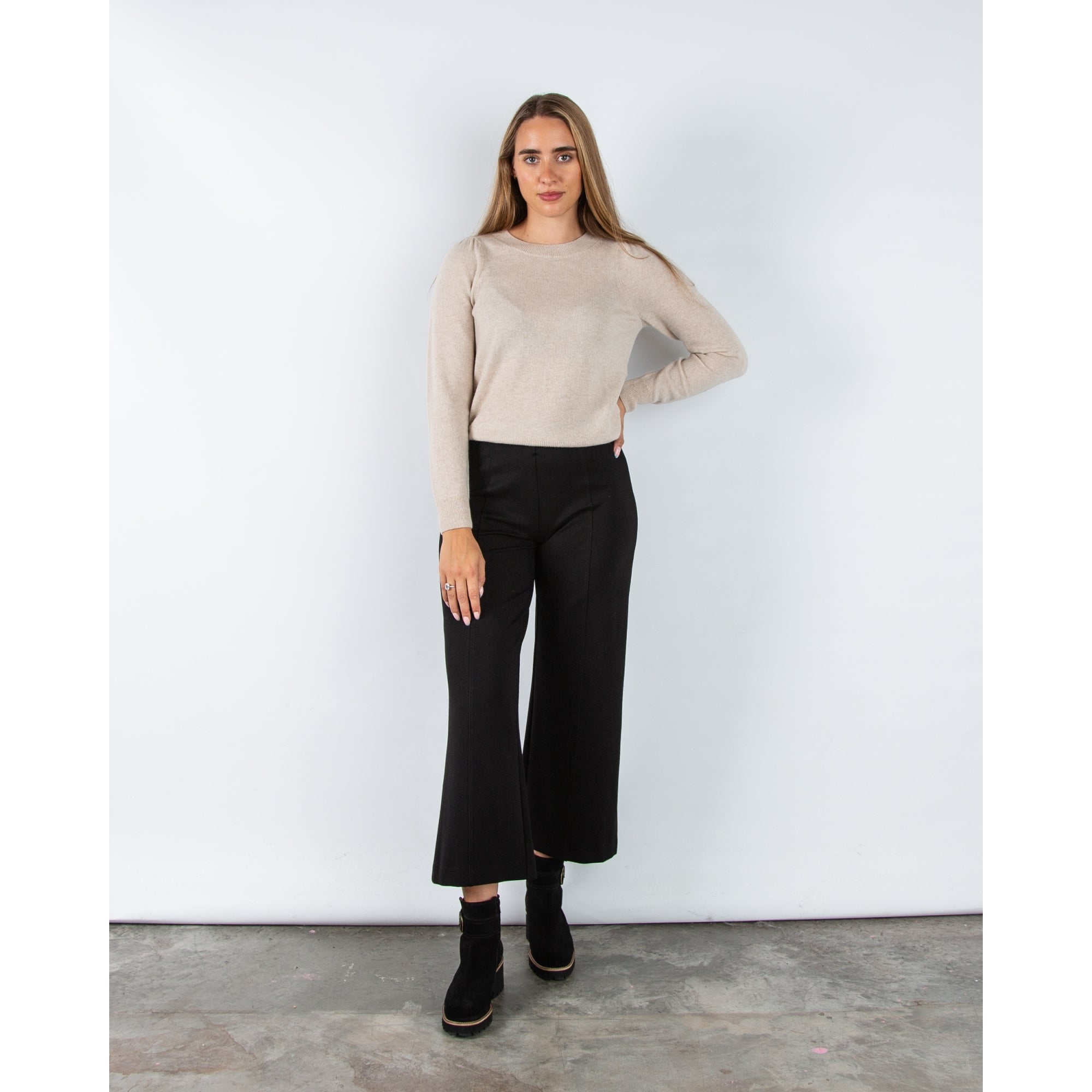 Part Two Ilissa Pull On Wide Leg Cropped Trouser Black