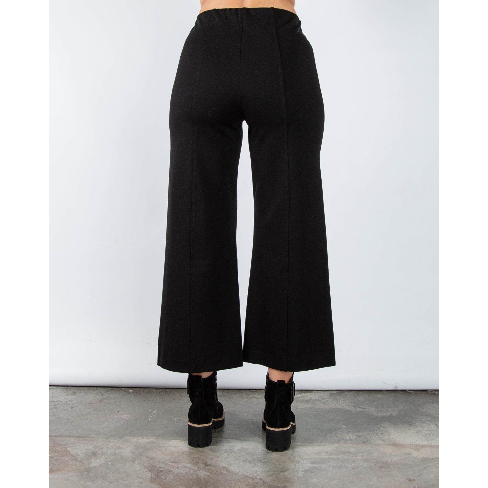Part Two Ilissa Pull On Wide Leg Cropped Trouser Black