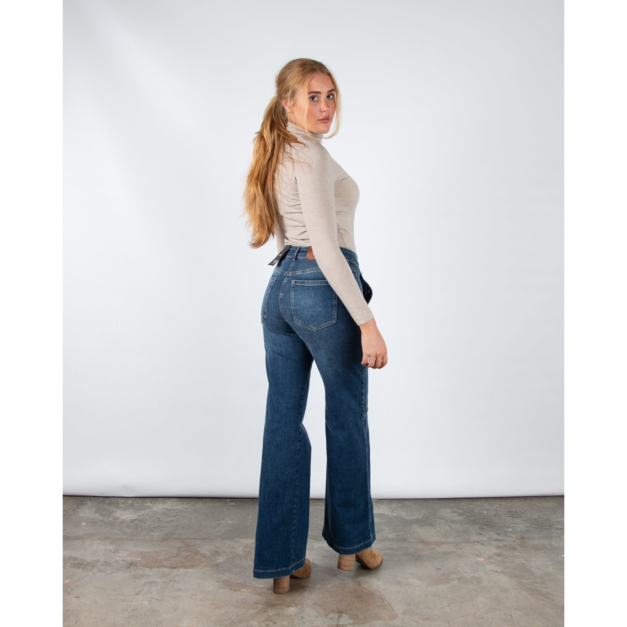 Luisa Cerano Fine Jersey Polo Neck Top Oyster