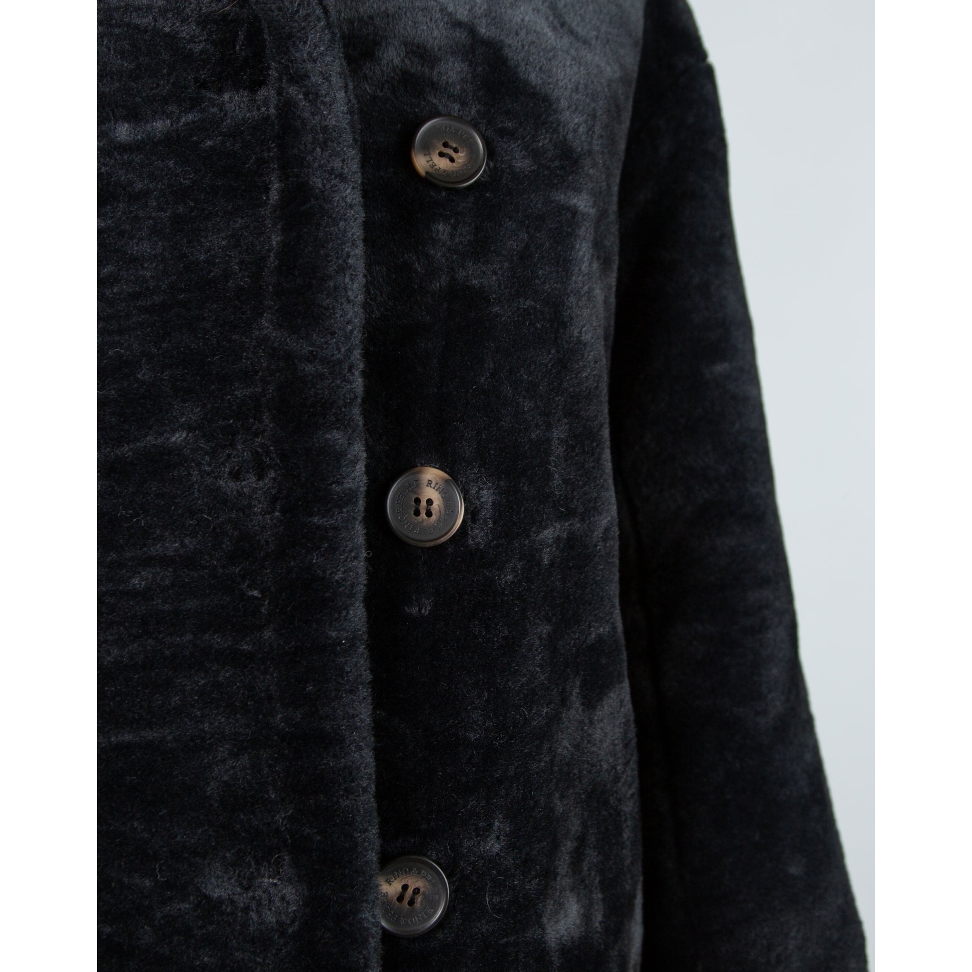 Rino & Pelle Cilou Faux Shearling Coat With High Collar Deep Iron