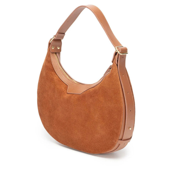 Elie Beaumont Crescent Suede Shoulder Bag Tan