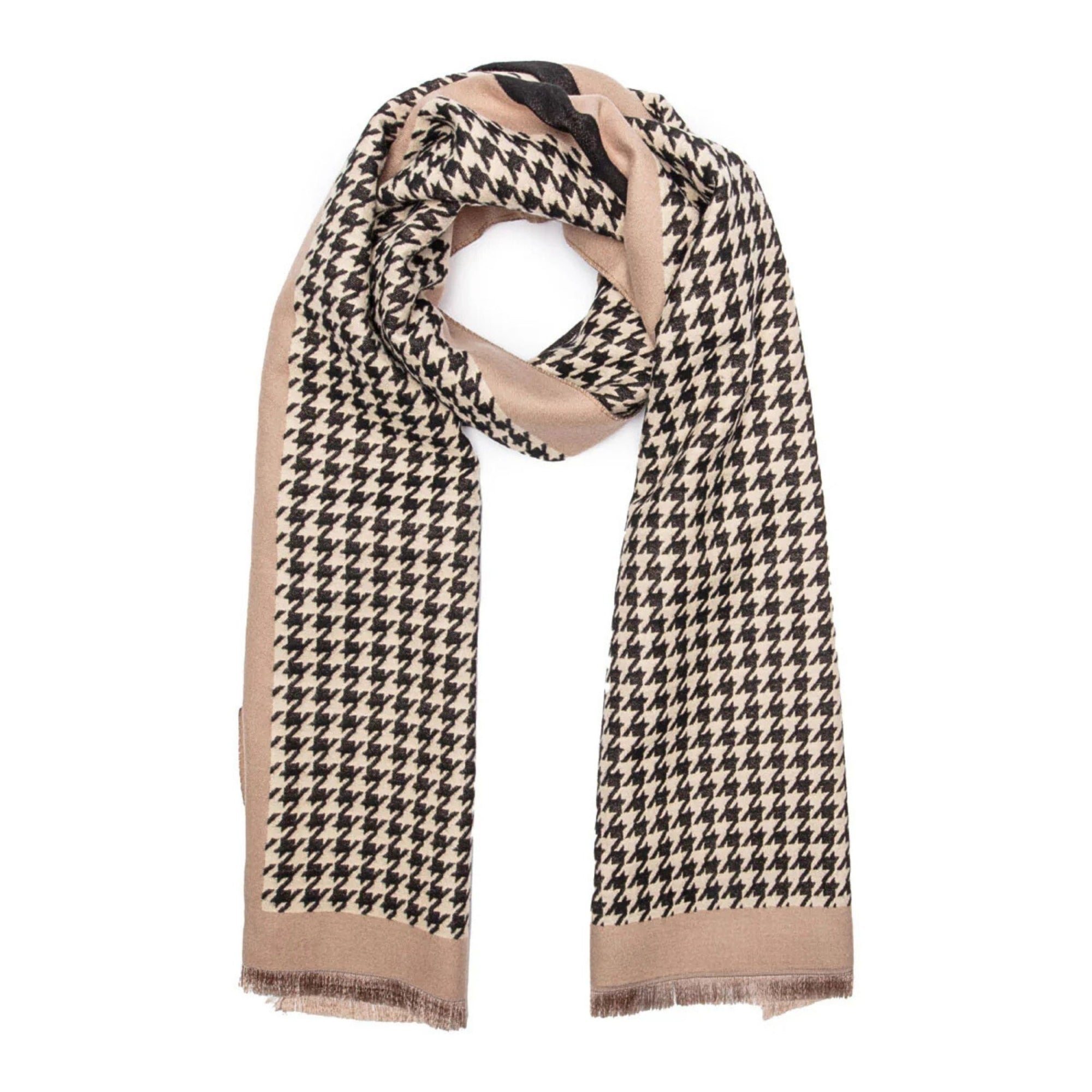 Elie Beaumont Reversible Dogtooth Check Scarf Black
