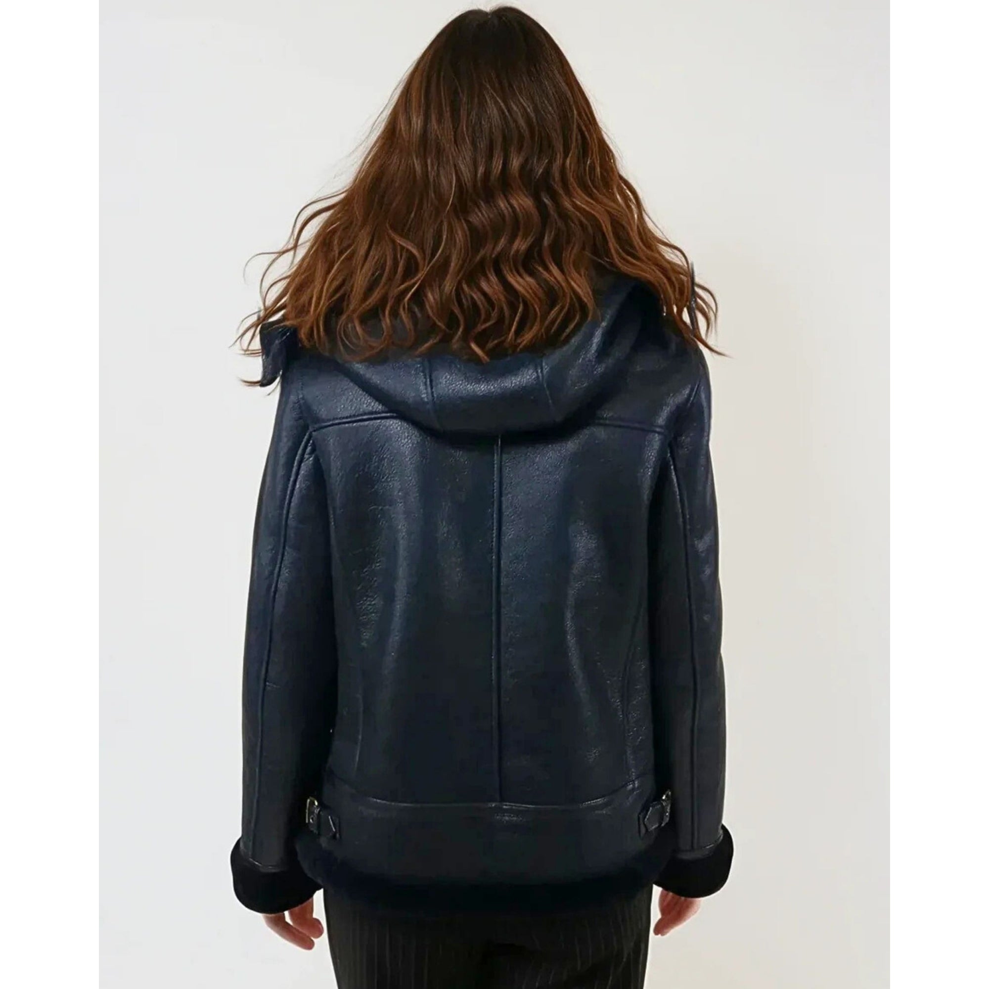 Levinsky Adine Shearling Jacket With Detachable Fur Hood Navy
