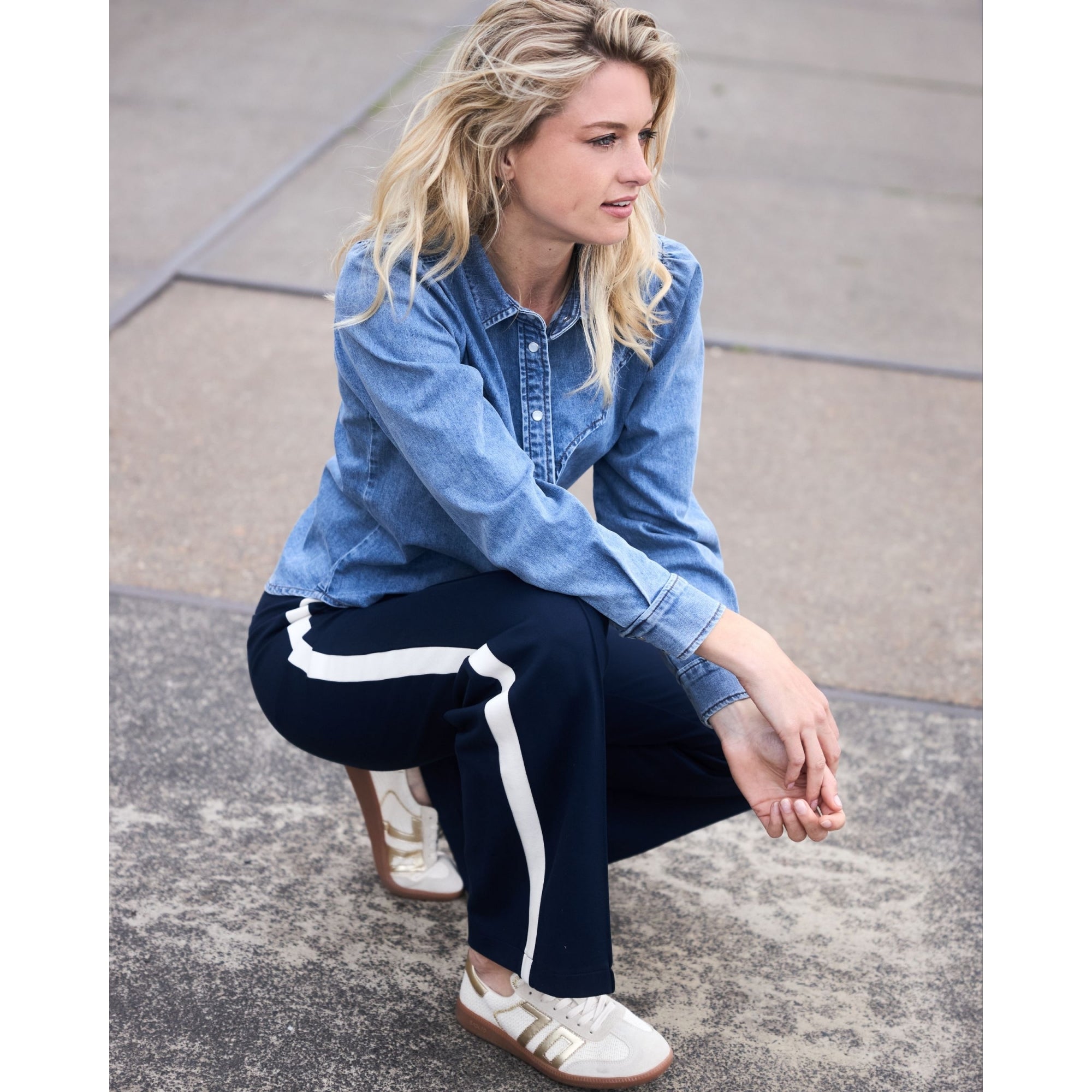 Red Button Victoria Western Denim Shirt Style Blouse Denim