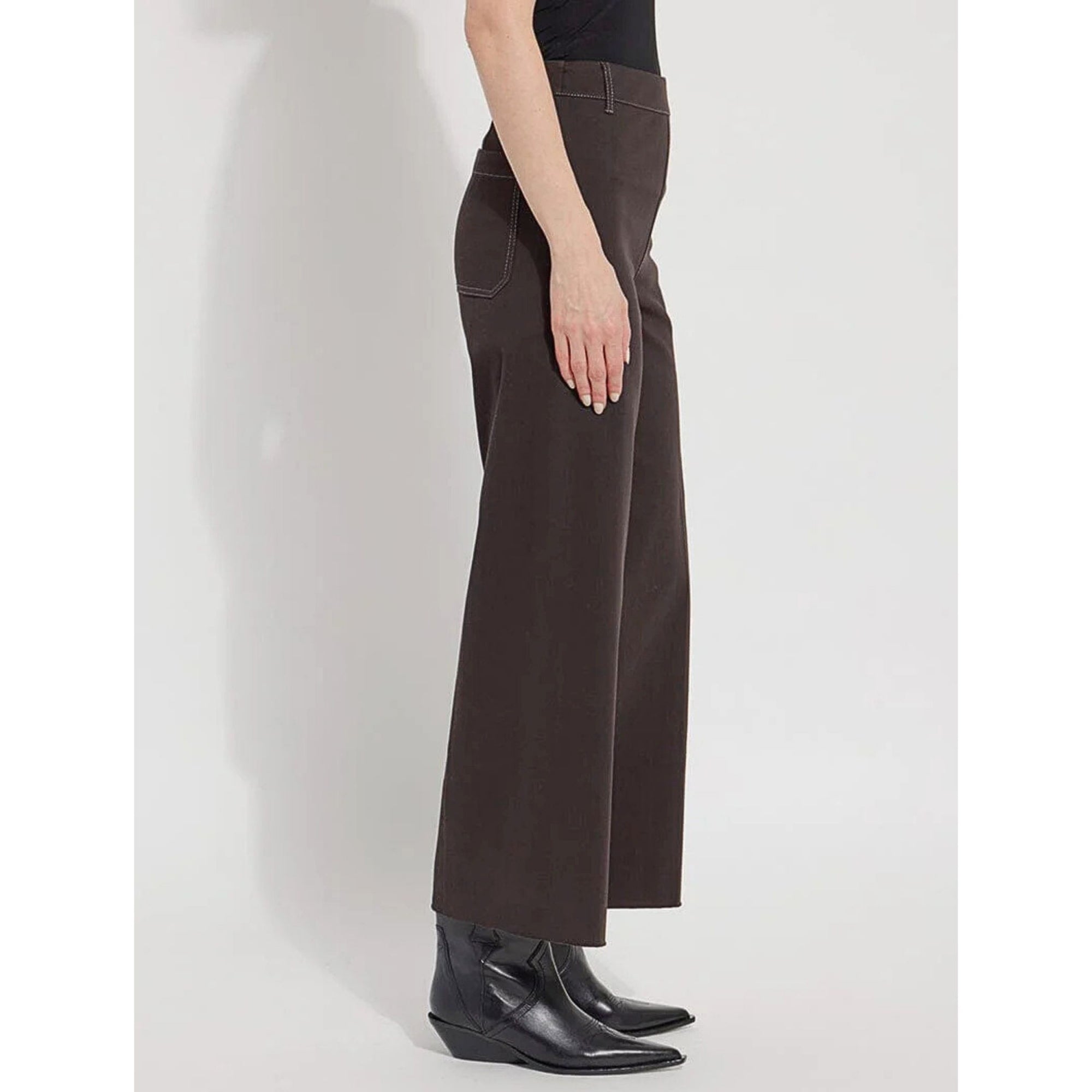 Lysse Erin Pull On Wide Leg Stretch Cropped Jean Espresso