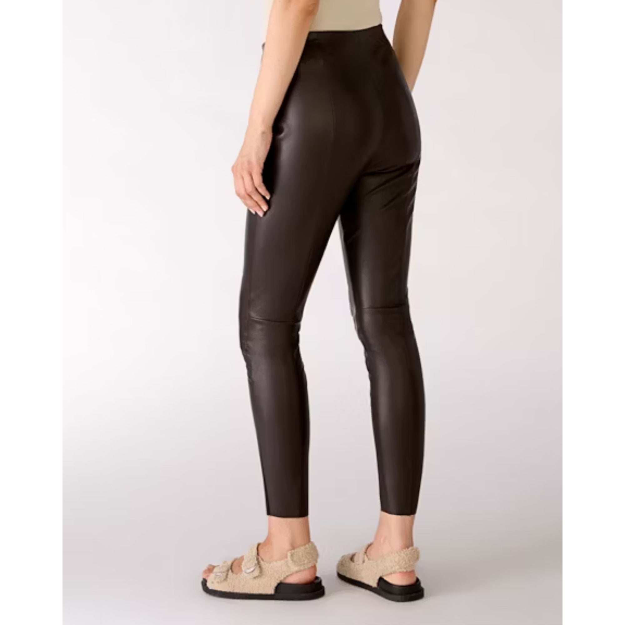 Oui Skinny Faux Leather Leggings Chocolate