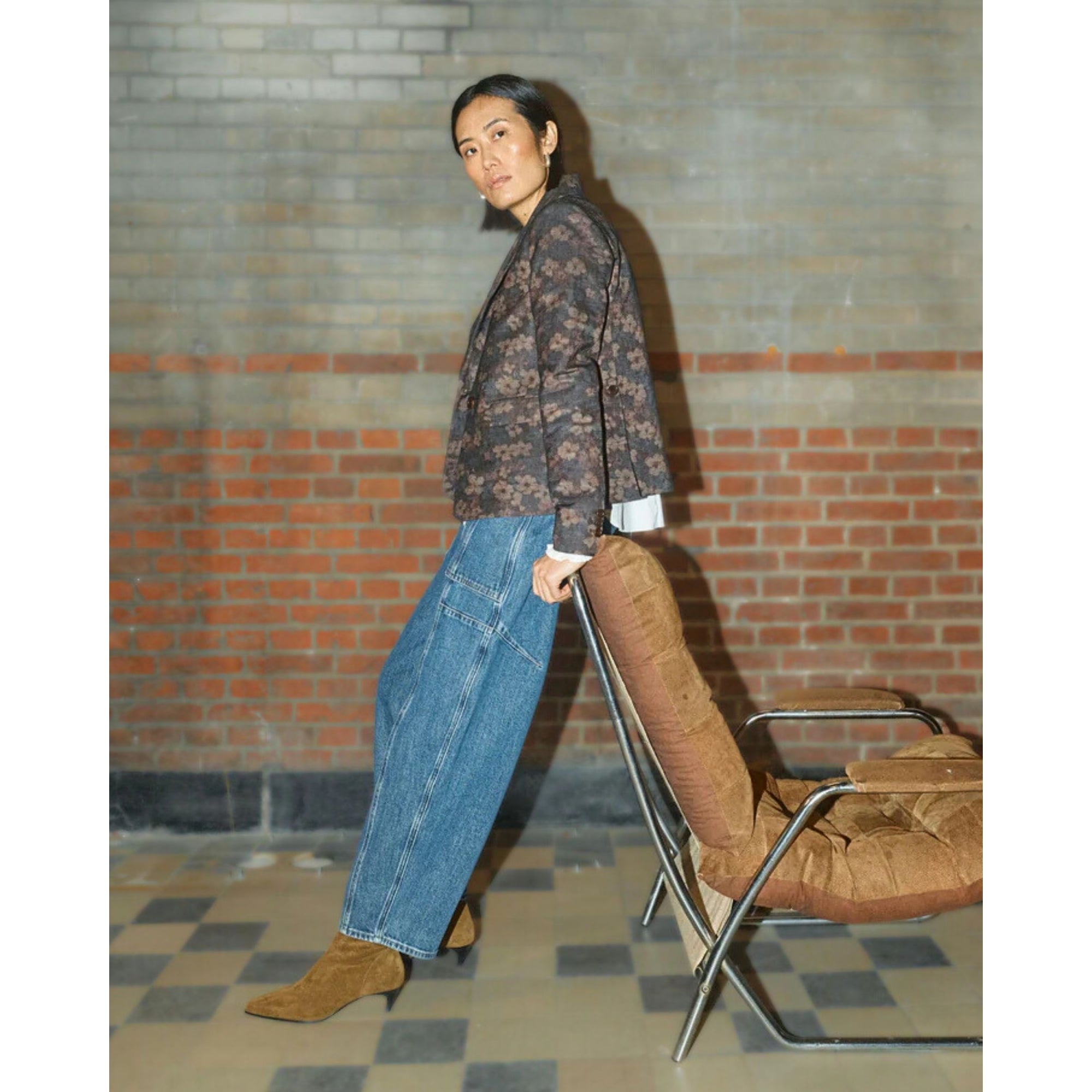 Mos Mosh Rosy Galleon Denim Barrel Jean With Patch Stitch Vintage Blue