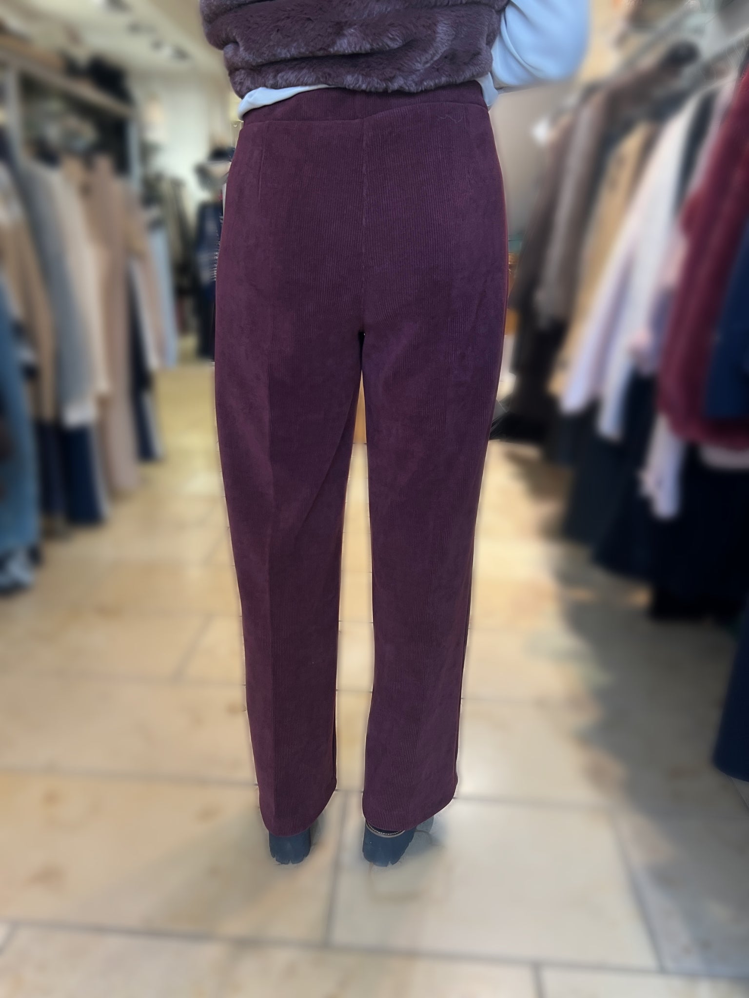 Tinta Style Yoselin Corduroy Trouser With Button Detail Burgundy